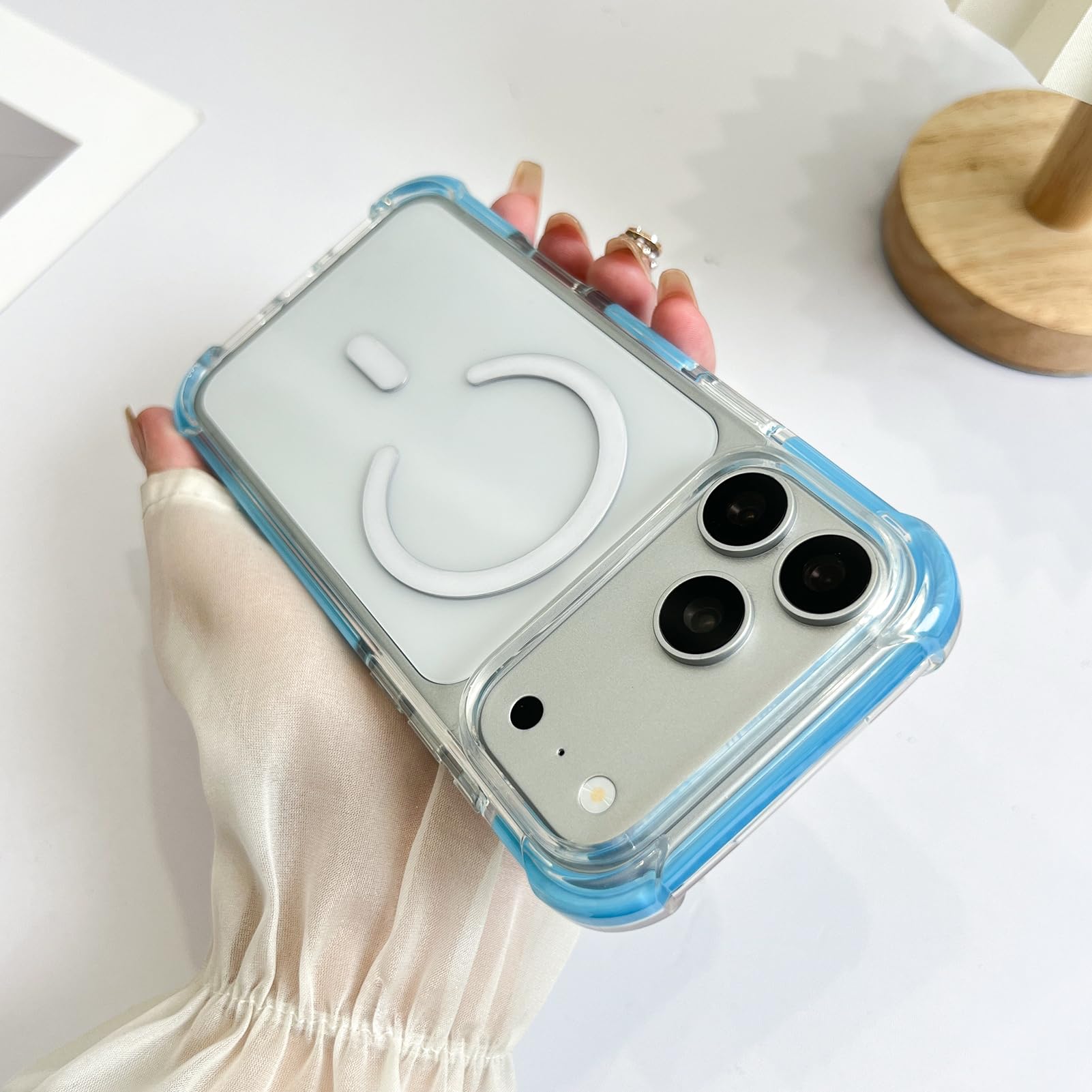 SAKUULO Custodia magnetica trasparente per iPhone 121 Pro Max 6,9", blu