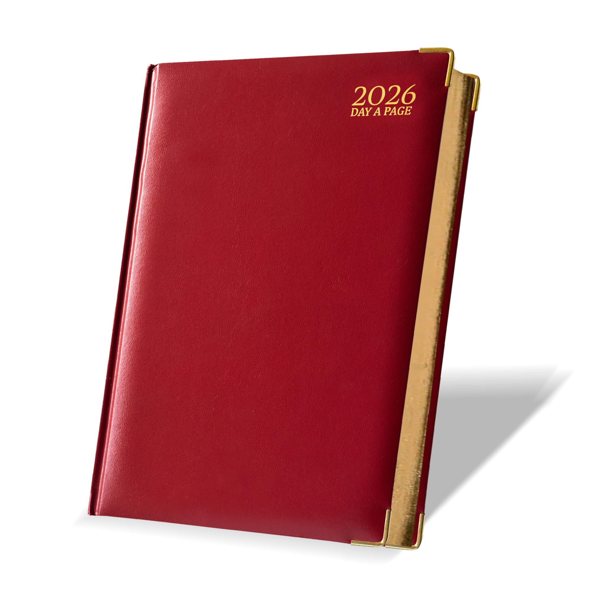 G4GADGET 2026 A4 Diary Day a Page – Red | Daily Planner with UK Holidays | Hardback Organizer | A4 Diary with International Info, Notes & Conversion Charts
