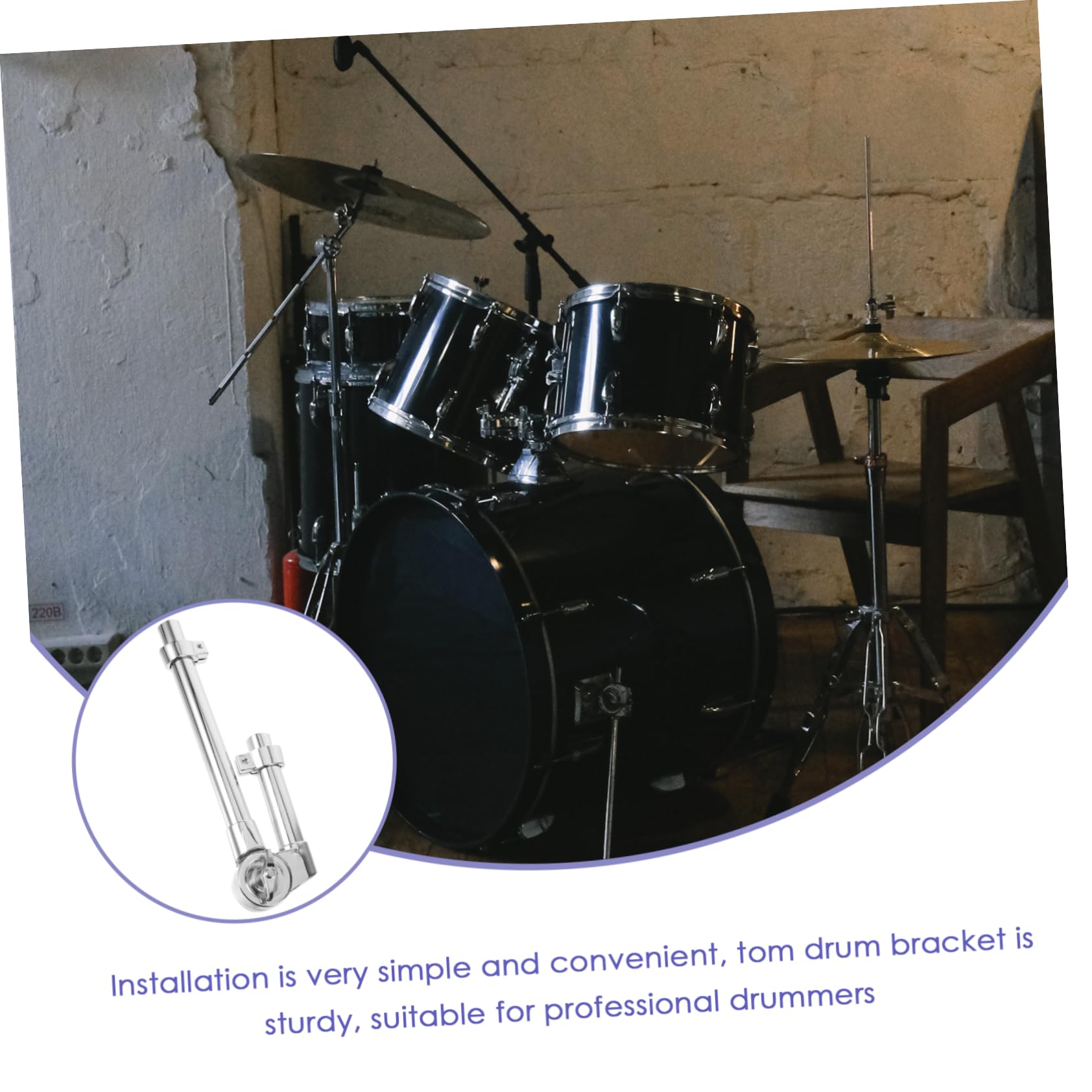 Hemobllo Support Tom Drum Robuste Matériel Tambour Fixation Stable et Réglable pour Instrument de Percussion Adapté Aux Musiciens Débutants et Étudiants