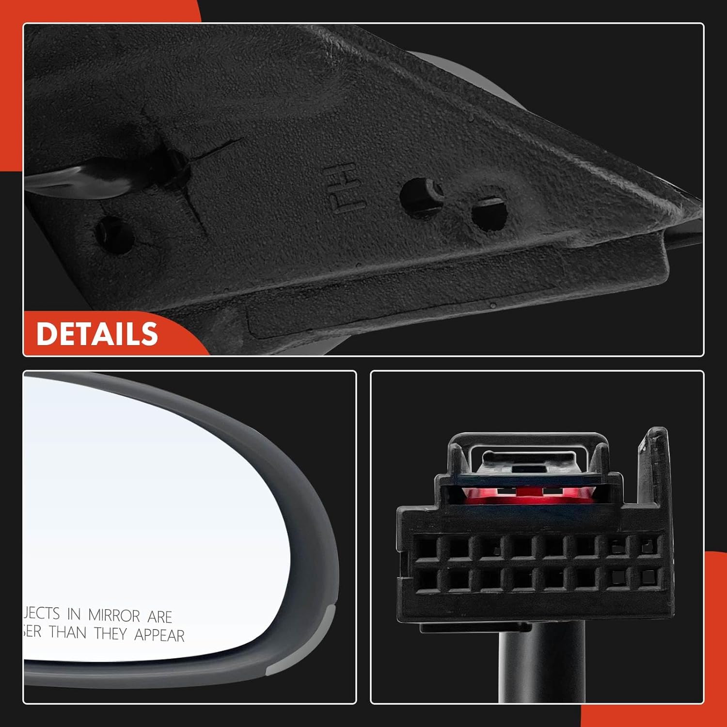 A-Premium Passenger Side Power Door Mirror - Compatible with Volkswagen Jetta 2005-2010 - Heated Manual Folding Gray Outside Rear View Mirror w/Turn Signal- Replace# 1K1857508DJ9B9