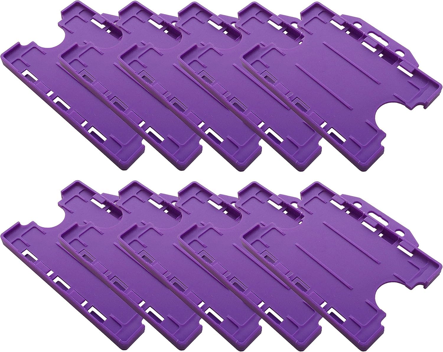 Customcard Ltd Double-Sided ID Card Holder - Secure, Purple Plastic for 2 Credit-Sized Cards (85mm x 54mm) - Durable, Lightweight for Work, School, Events - ID Holder for Lanyard (Purple, Pack of 10) โ image 1