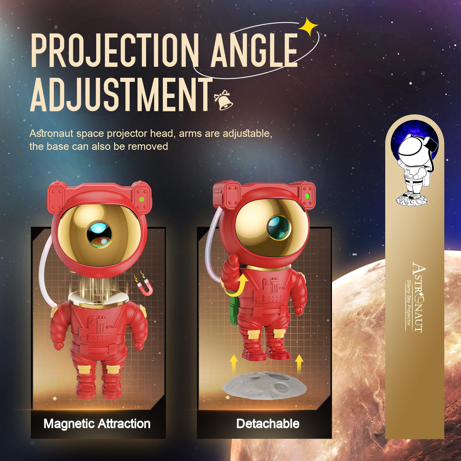 Star Projector Galaxy Night Light - Astronaut Space Projector, Starry Nebula Ceiling LED Lamp with Timer and Remote, Kids Room Decor Aesthetic, for Christmas & Birthdays: Cherry