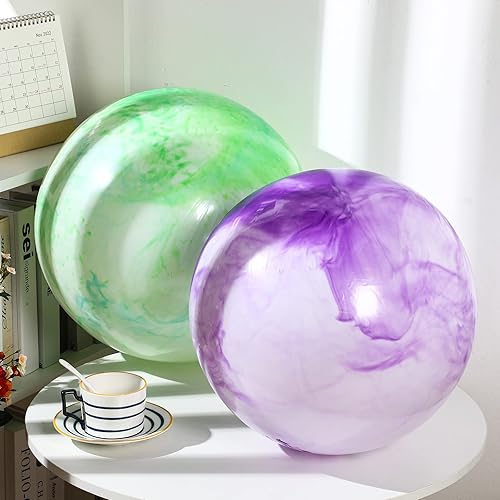 Miniatura 4 de 2 bolas inflables marmoleadas de 18 pulgadas, bolas inflables coloridas de nube grande, bolas de rebote de PVC para adultos, suministros de fiesta