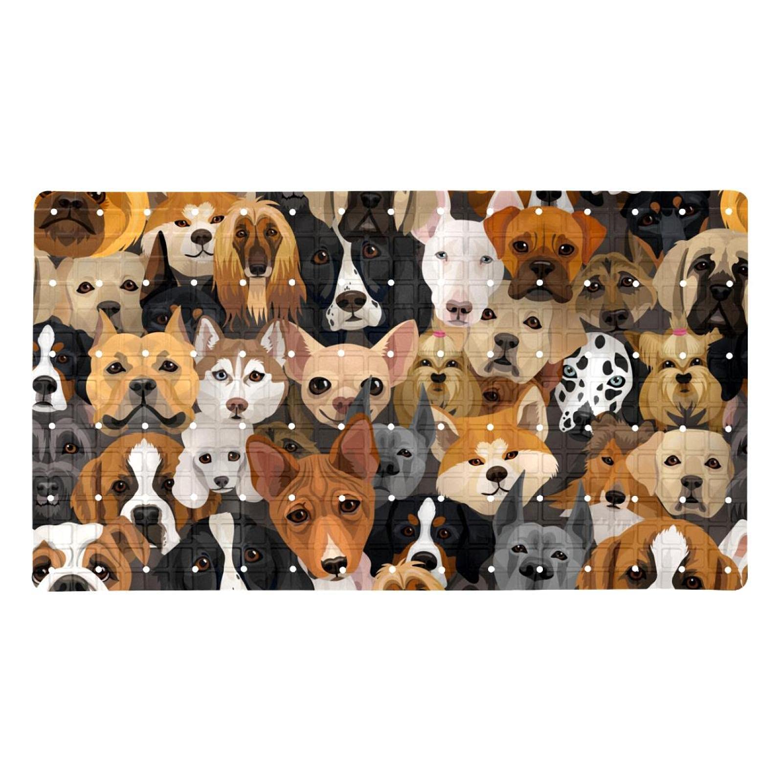 Tapis de bain visage de chien antidérapant avec ventouses pour douche