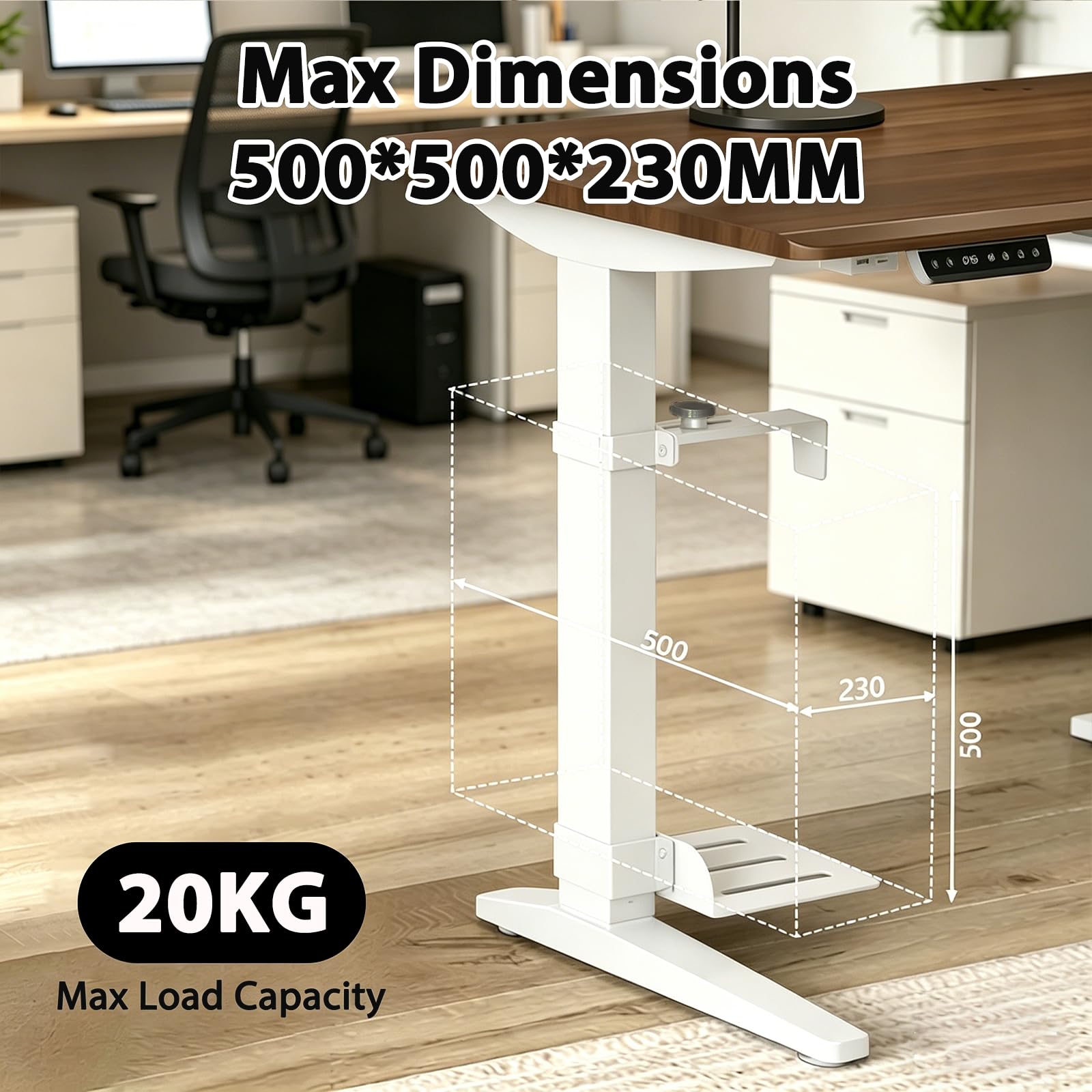 Soporte para PC debajo del escritorio, soporte de PC para escritorio sin taladrar, capacidad de carga de 18 kg, ajustable en altura y anchura, soporte de ordenador para mesas altas