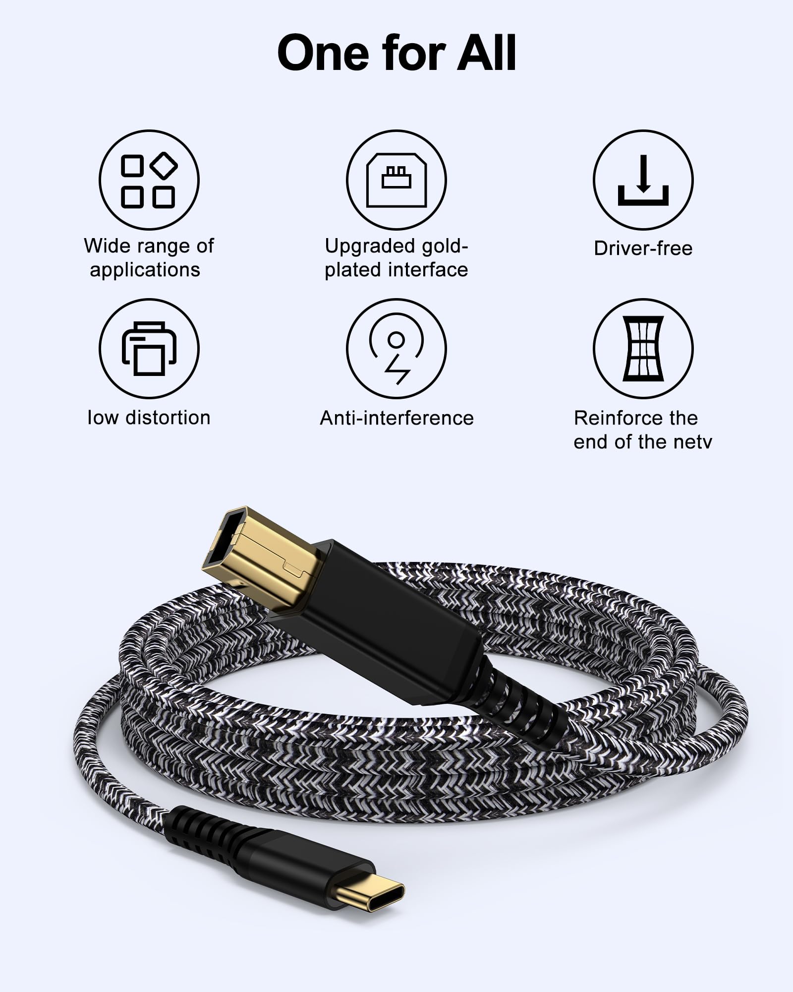 Cavo USB C per stampante, 1,8 m, USB tipo B 2.0 a tipo C, per scanner e stampante MacBook Pro/Air, iPad, computer portatili, MIDI a USBC, per HP Epson, Canon, Brother, tastiera digitale pianoforte
