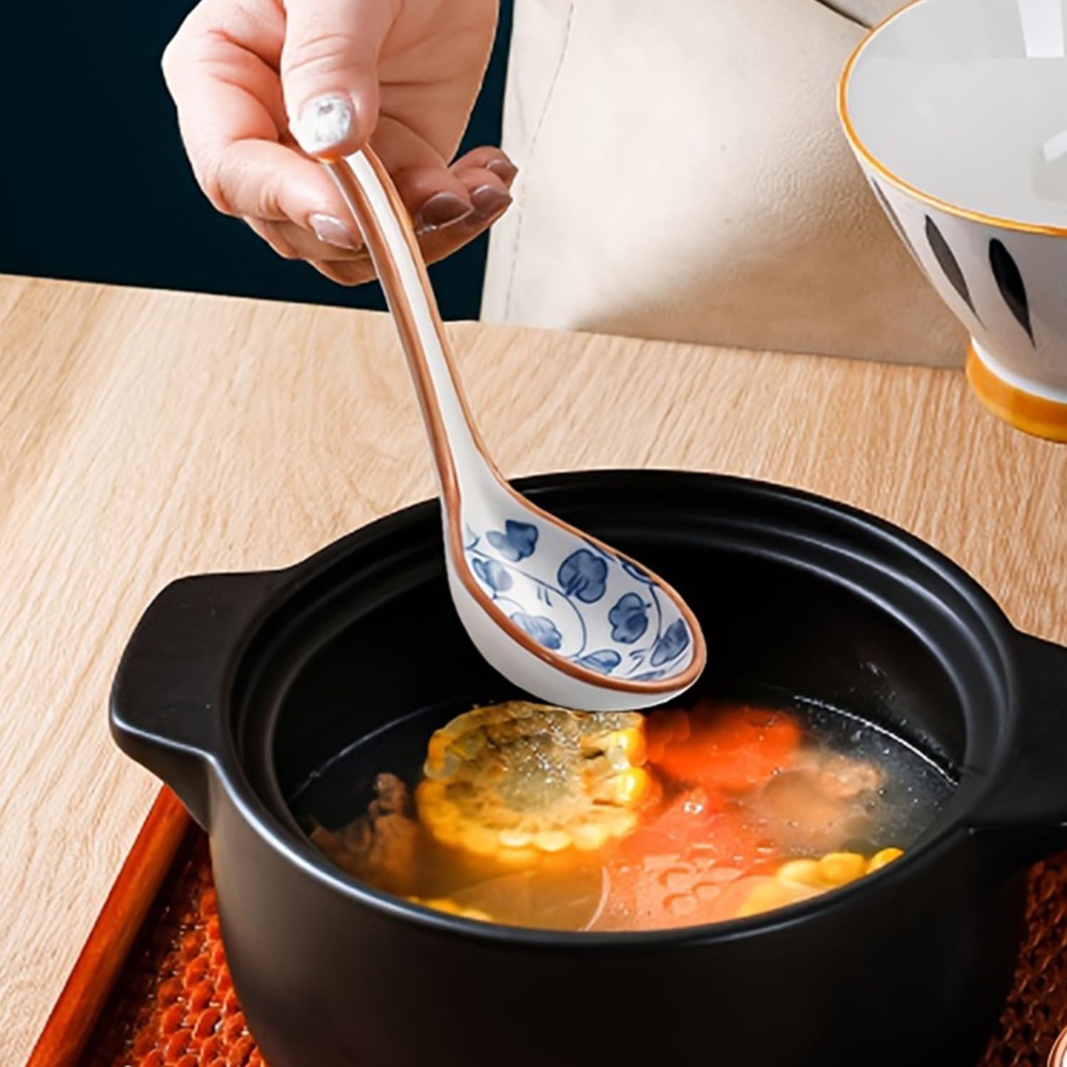 Lot De 12 Cuillères à Soupe Asiatiques En Céramique Blanche – Parfaites Pour Ramen, Pho, Apéritifs Et Desserts