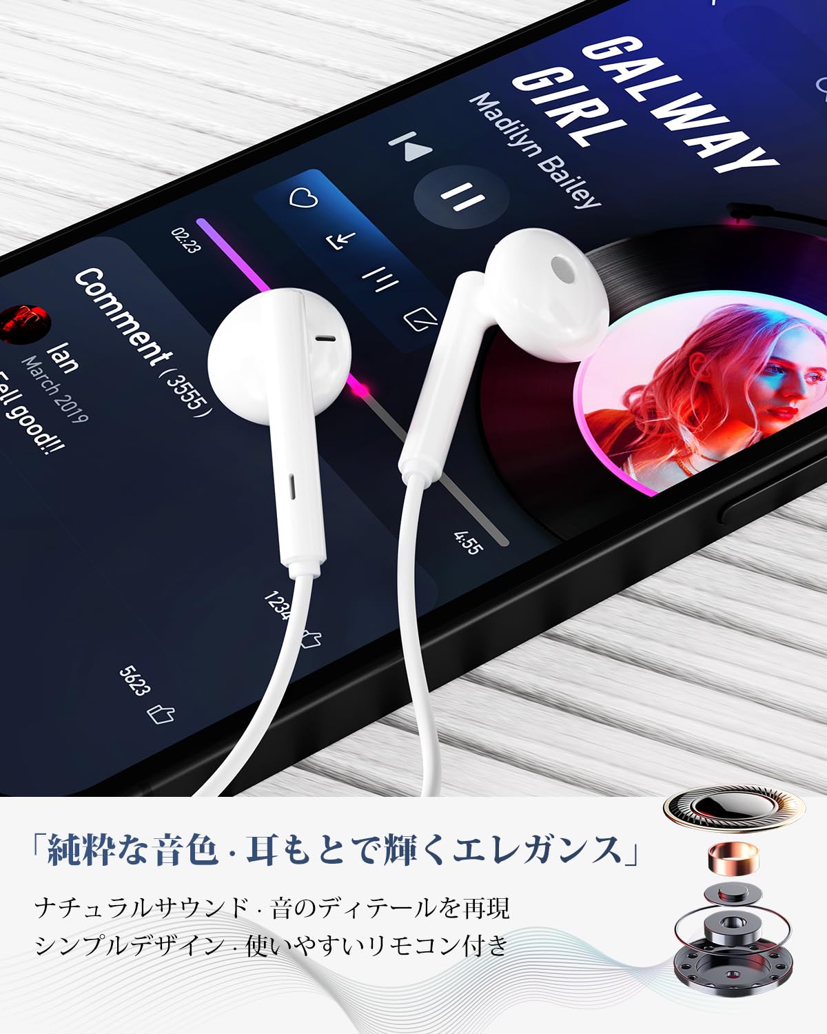 Amazon.co.jp: イヤホン 有線イヤホン 3.5mmジャック HIFI音質 音量