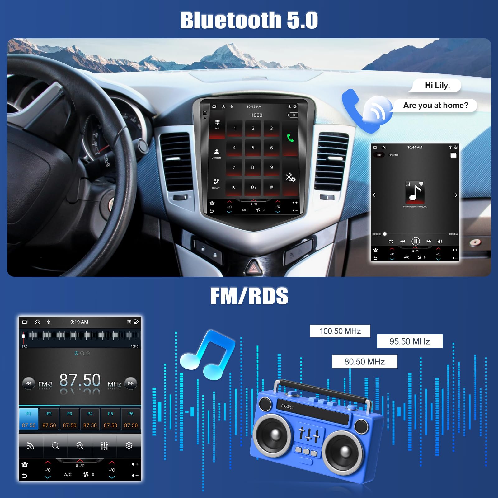 OiLiehu 6+128G/8 Cœurs Android 13 Autoradio pour Chevrolet Cruze J300 2009-2014 avec CarPlay Android Auto sans Fil, 9,7“ IPS Écran Tactile avec GPS WiFi Lien Miroir Bluetooth FM/RDS DSP EQ SWC Caméra