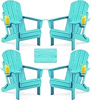 Vista 12 de Silla Adirondack plegable con textura de madera, sillas de patio resistente a la intemperie, silla de exterior, silla de césped con soporte