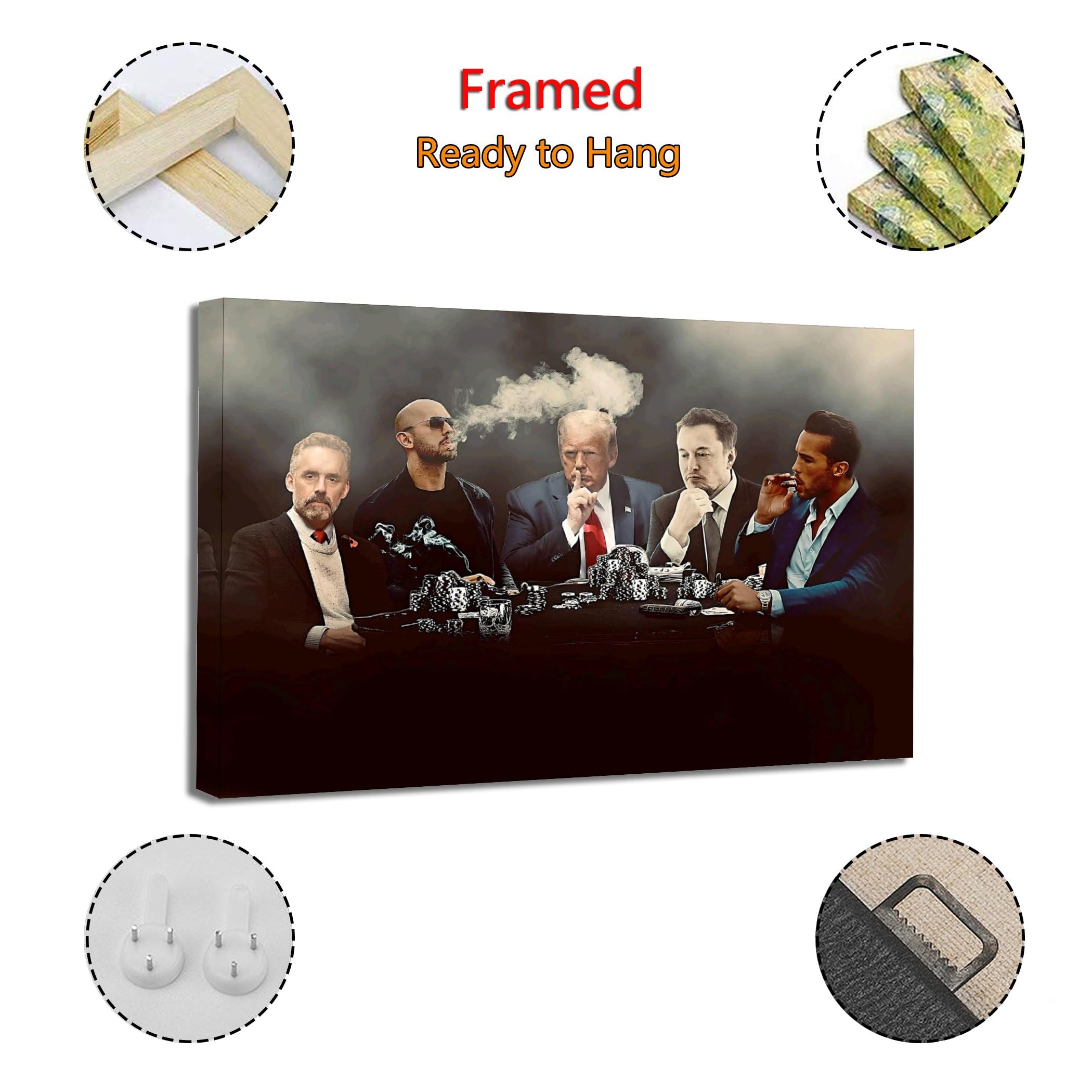 Póster y pared de Donald Trump, Andrew Tate, Tristan Tate, Jordan Peterson y Elon Musk Wall Escape The Matrix (marco, 12 x 18 pulgadas