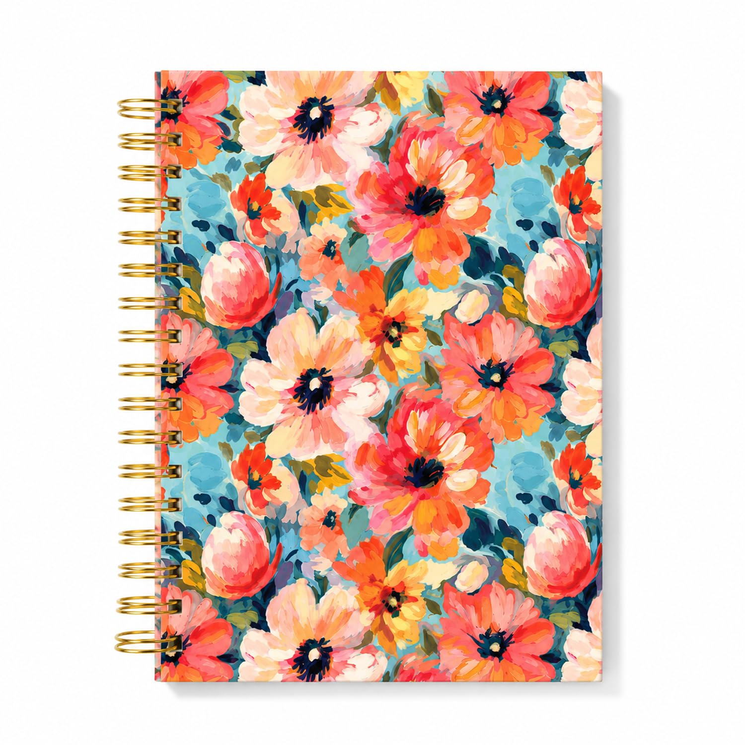 Cunegra Lined Spiral Notebook A5 Journal for Women & Men, 80 Pages Hardcover Notebook for Work & Note Taking, Flower Spiral Journal Notebooks, Waterproof Notebook for Student Office School Supplies