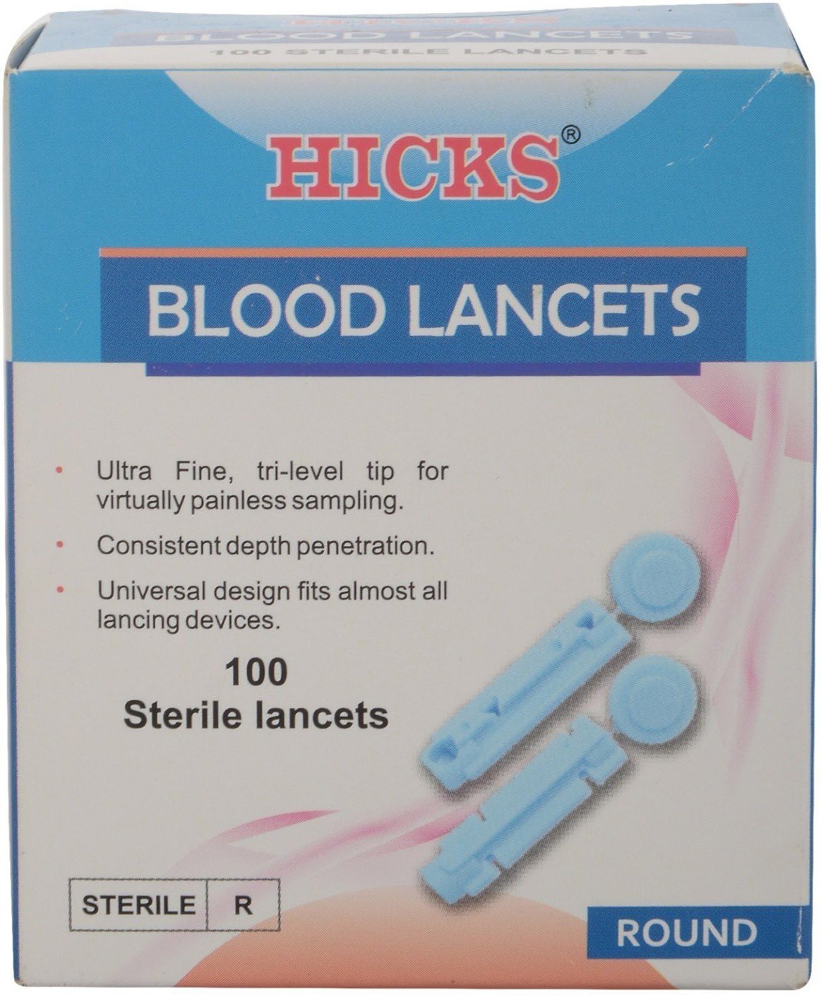 HICKS Round Lancets Pack of (100), Blue