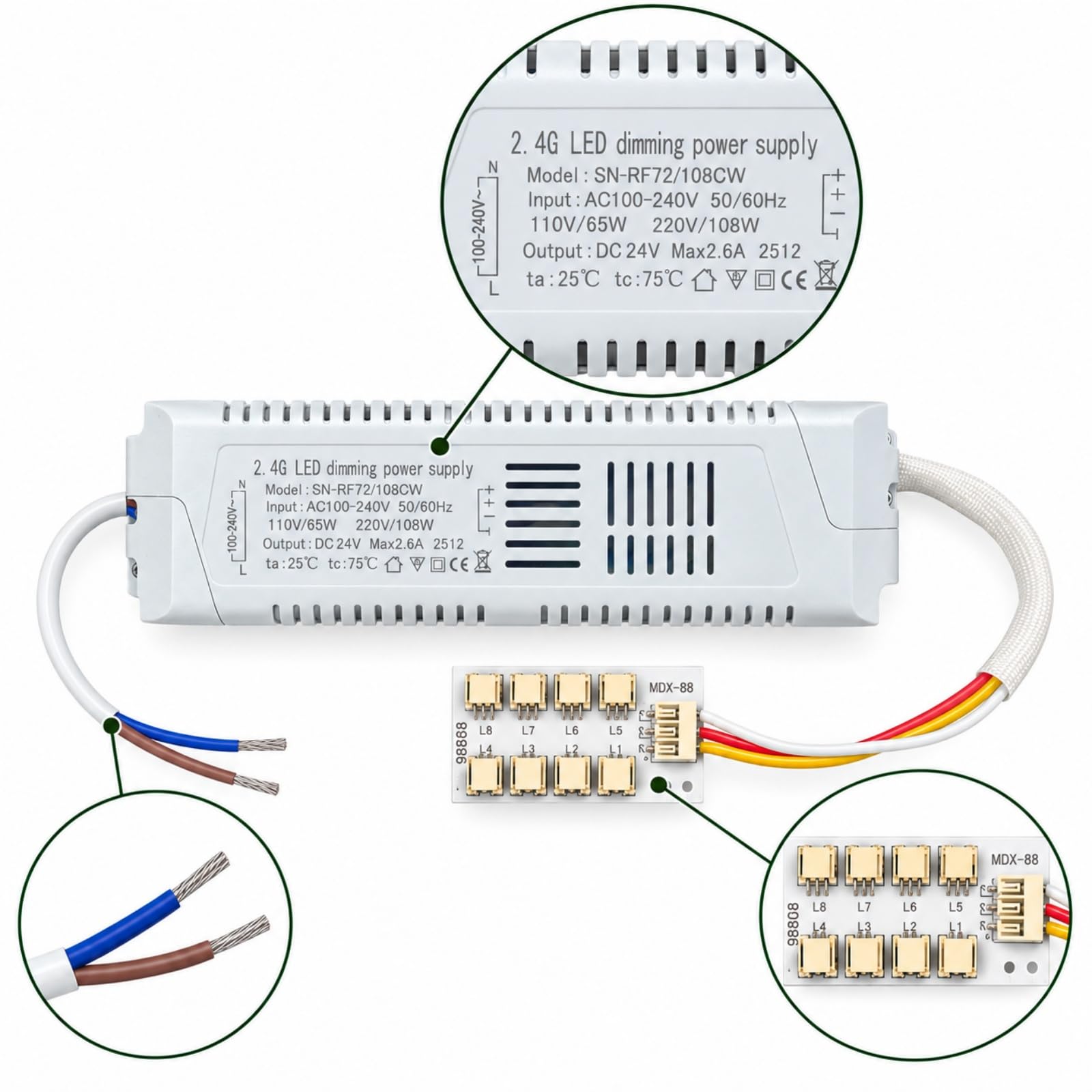 LED Trafo 108W,24V Niedervolttrafo LED Transformator mit Fernbedienung