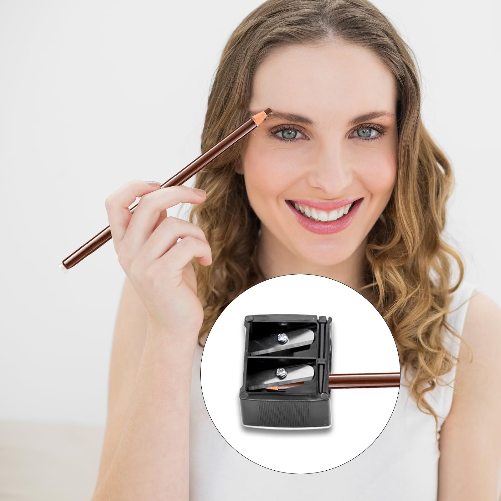 2 Pezzi Temperino Doppio per Matite Cosmetiche e Trucco Eyeliner, Sopracciglia e Labbra