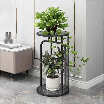 SYALEO 2 Tier/3 Tier Plant Stand Indoor Tall Modern Plant Shelf Display Rack Corner Round Metal Flower Pot Holder Organizer for Living Room Office