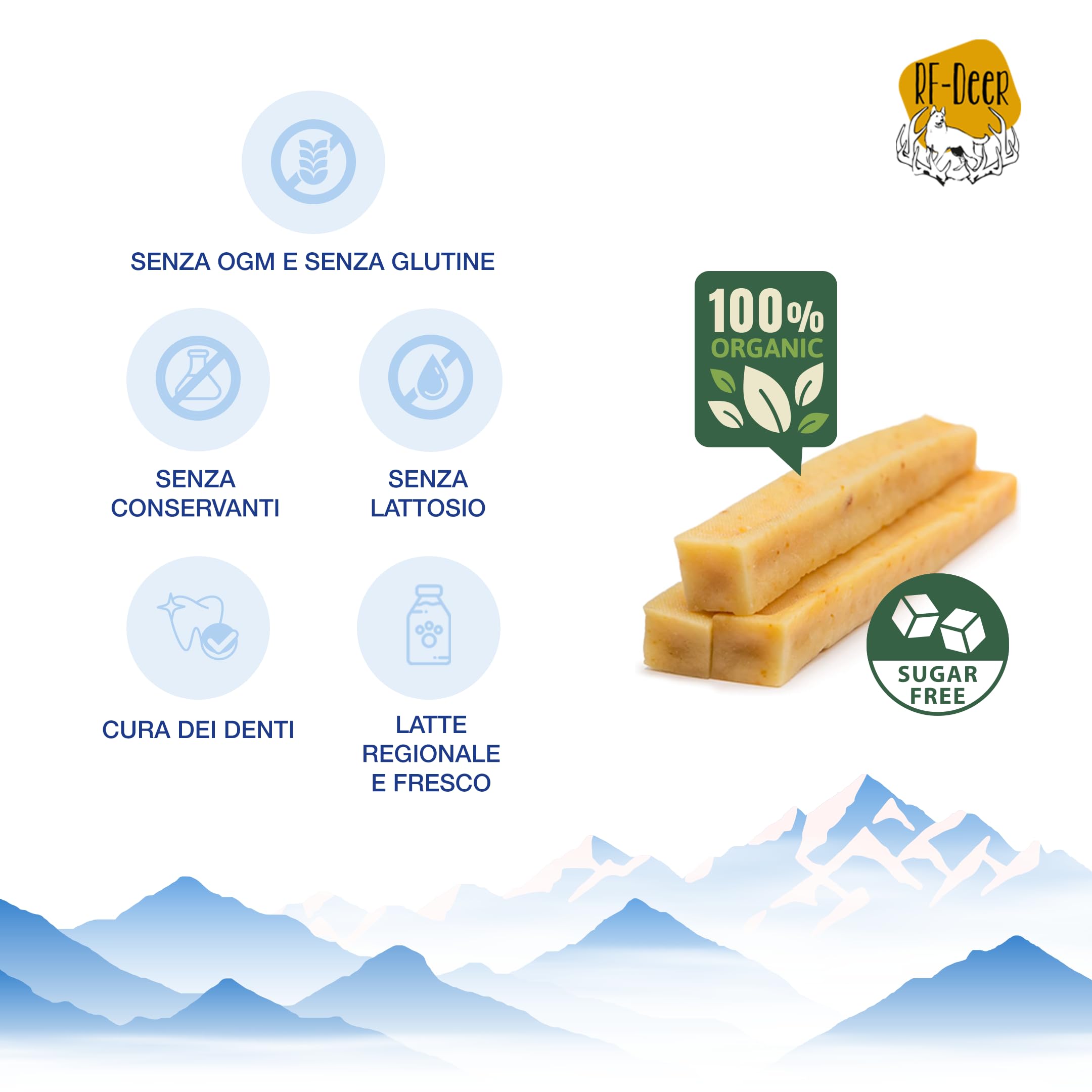 RF-Deer Formaggio himalayano per cani, ricetta tradizionale, XL, 3 pezzi | Ricetta himalayana, latte vaccino, senza glutine, lattosio né OGM, essiccato in affumicatoio, snack da masticare duro