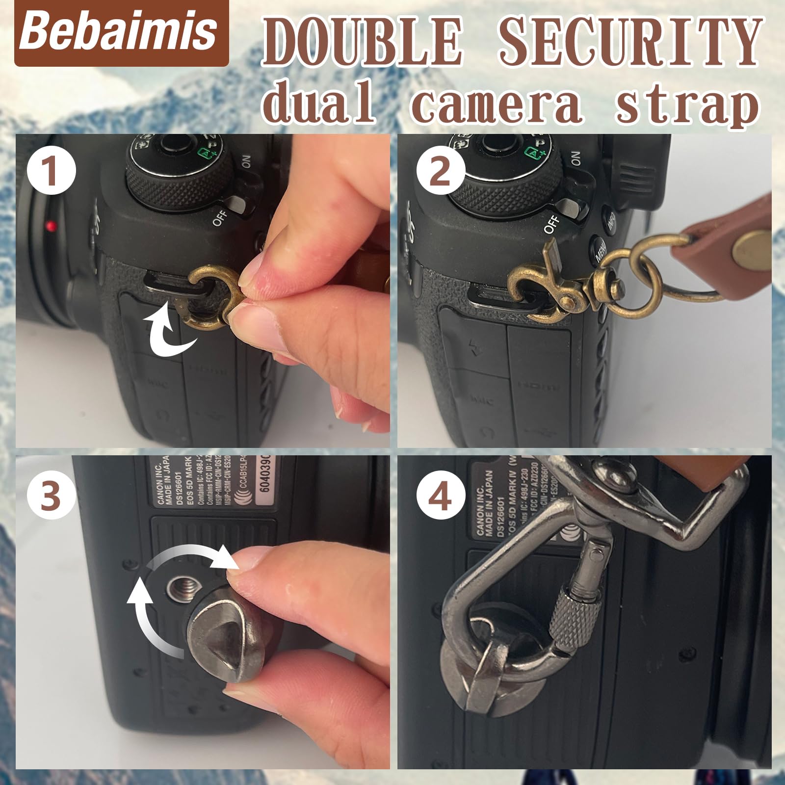 Arnés de cuero para cámara de 2 cámaras, correa de arnés de doble cámara para dos cámaras, correa de cuero de doble hombro, equipo de cámara múltiple para DSLR/SLR, arnés de cámara para