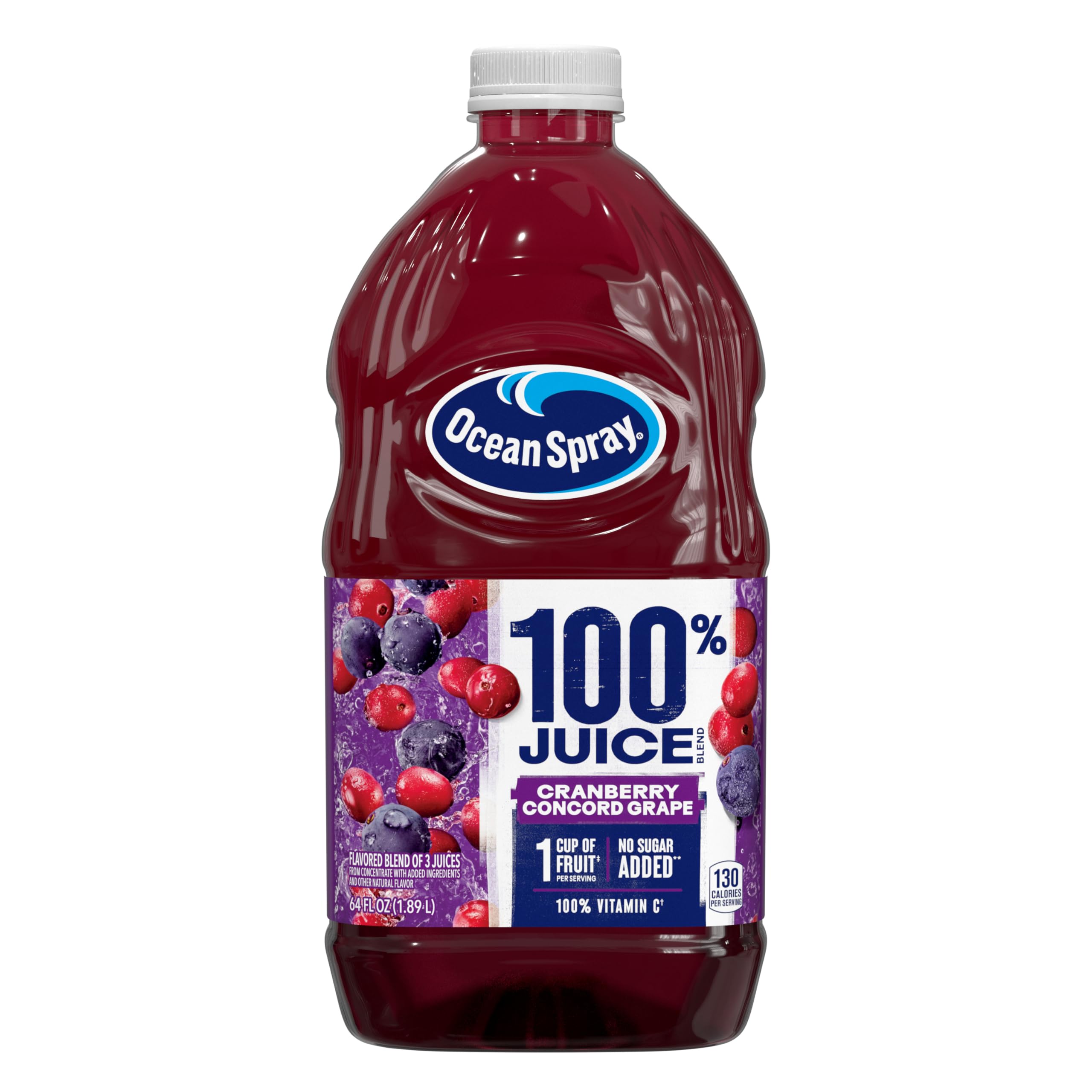 Ocean Spray® 100% Juice Cranberry Grape Juice Blend, 64 Fl Oz Bottle (Pack of 1)