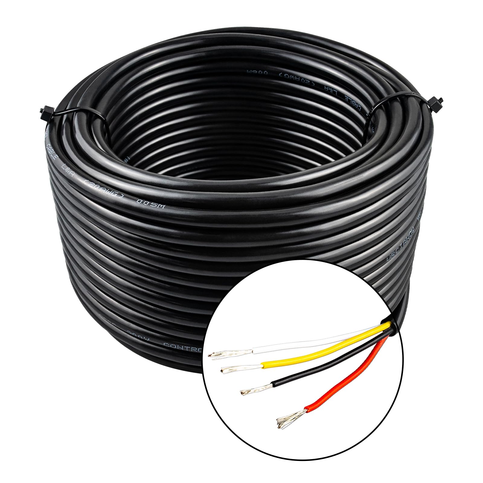 URCIANOW 20AWG 20M Electrical Wire Cable 4 * 0.5mm² Low Voltage Lighting Electrical Wire 20 Gauge 4 Core Cable Stranded PVC Cord Tinned Copper Wire Flexible Extension Power Cord for LED Lamp