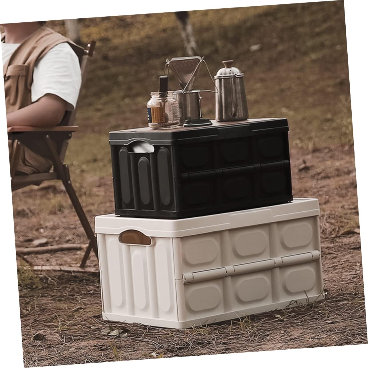 balacoo Large Capacity Outdoor Box Multi Use Clothes Organizer Beverage Storage Container Durable Trunk for Vehicles Design with Lid for Camping Outdoor
