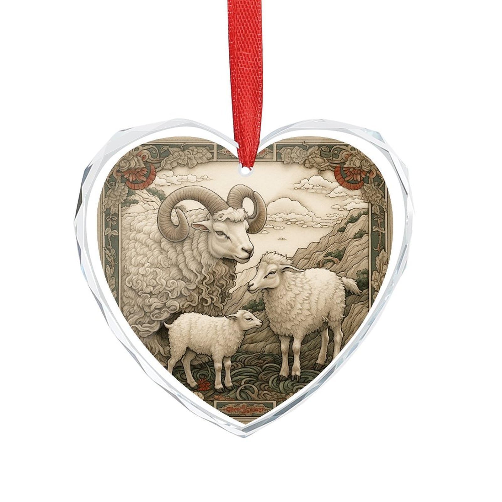 Wsoihfec Style Sheep Pattern Engagement Gifts For Couples, Glass Ornaments Just Married Bridal Shower Decor, Heart Keepsake Decor For Bride & Groom