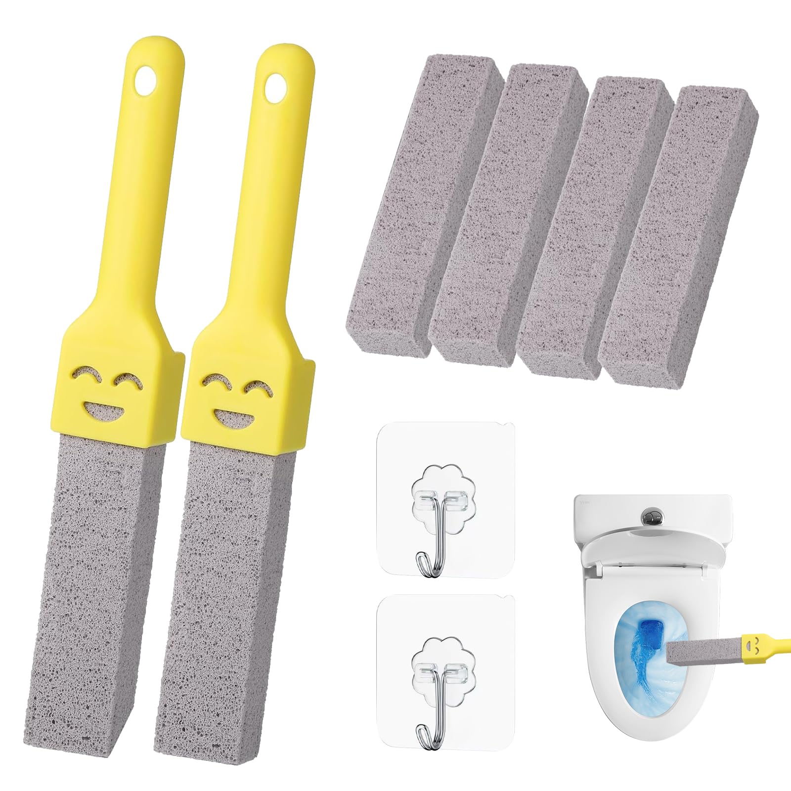 Xmart 6 pezzi Cleaning Block WC pietra pomice detergente per WC con 2 manici, 2 ganci Pumice Stone Toilet Cleaner WCper bagno toilette cucina piscine macchie profonde