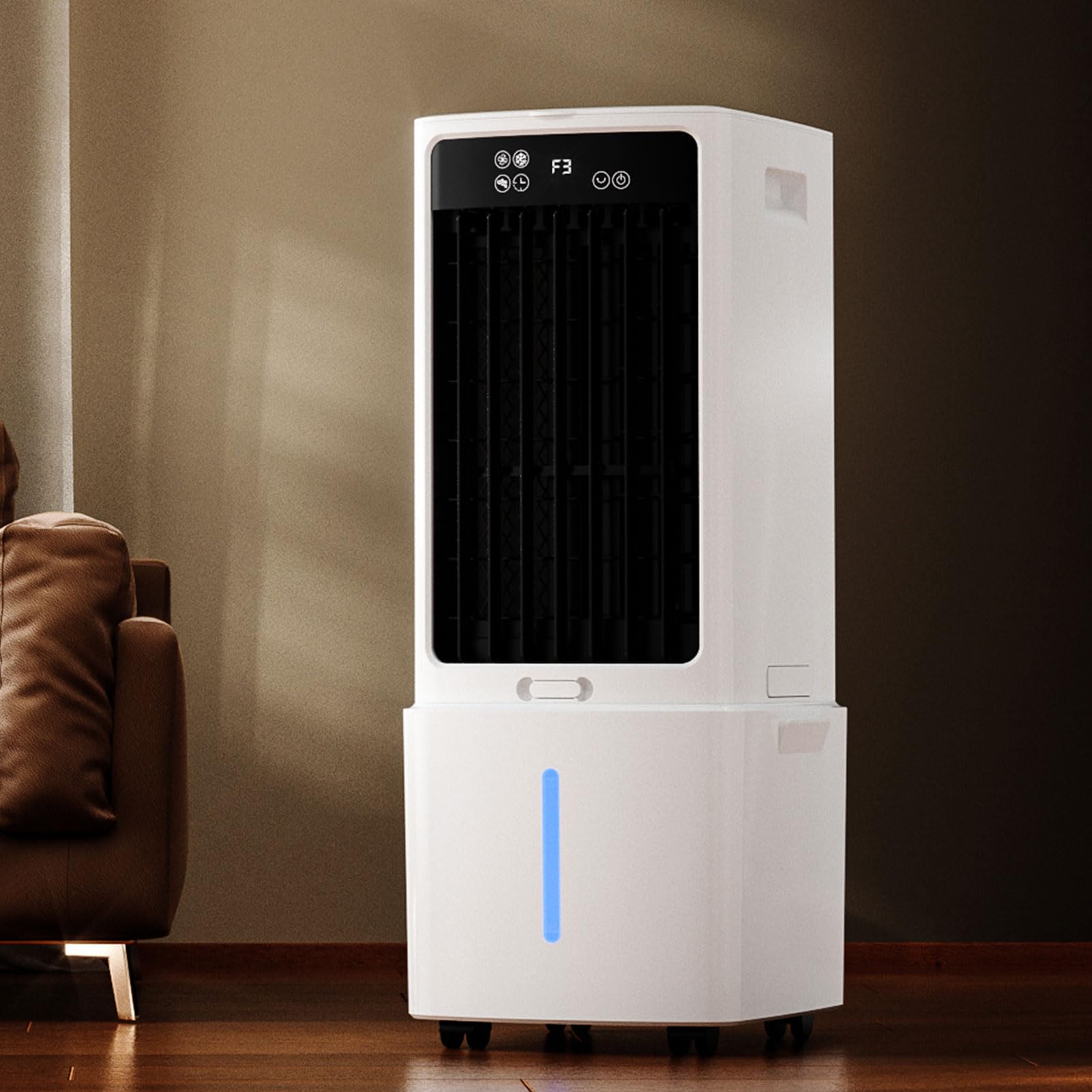 Aire Acondicionado Portátil con Depósito Extraíble de 12L, 3 Velocidades, Enfriador de Aire con Mando a Distancia, Temporizador 1-12h, Climatizador Portátil Silencioso para Dormitorio y Cocina
