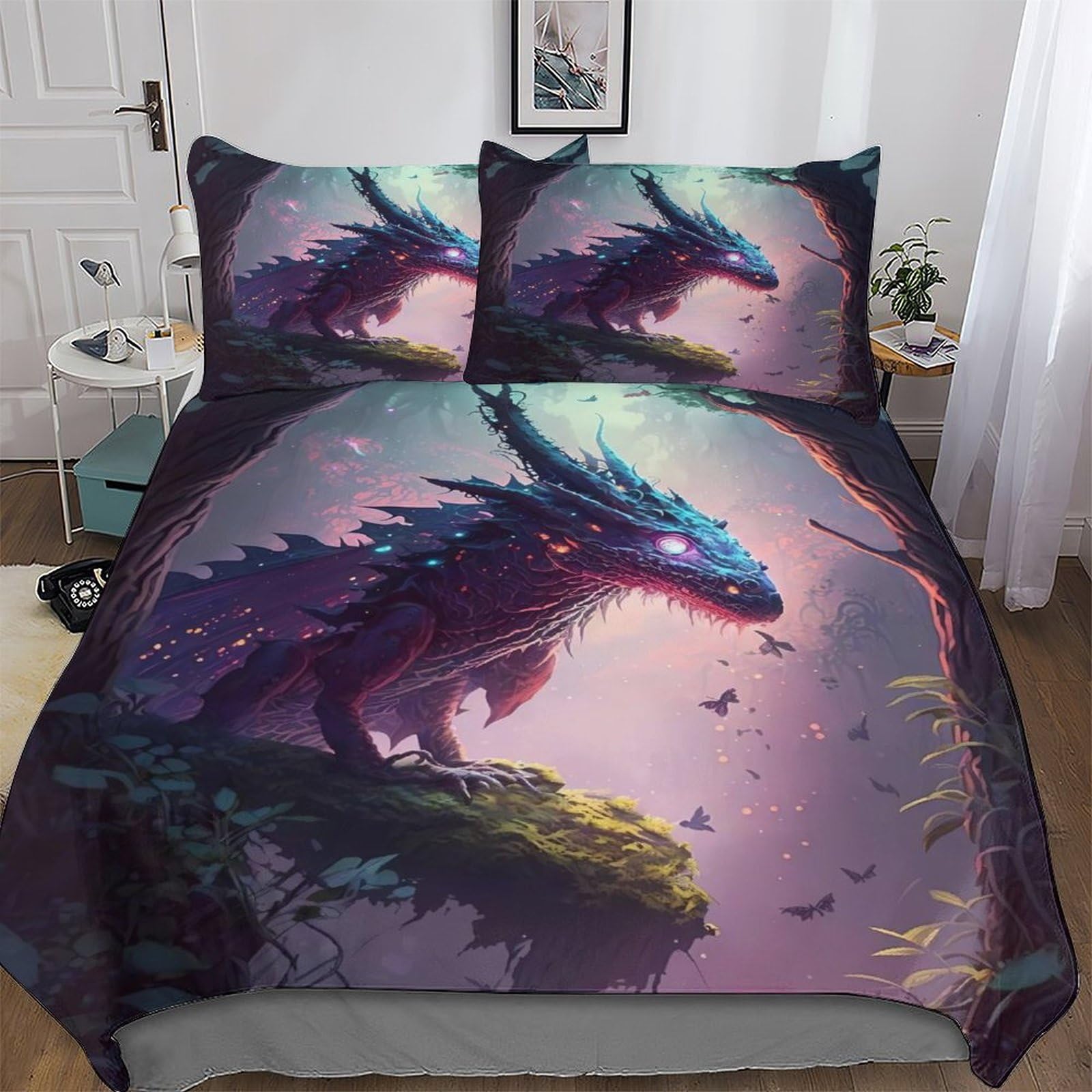 Housse de couette dragon microfibre pour une chambre d'enfant ou d'adulte fantastique