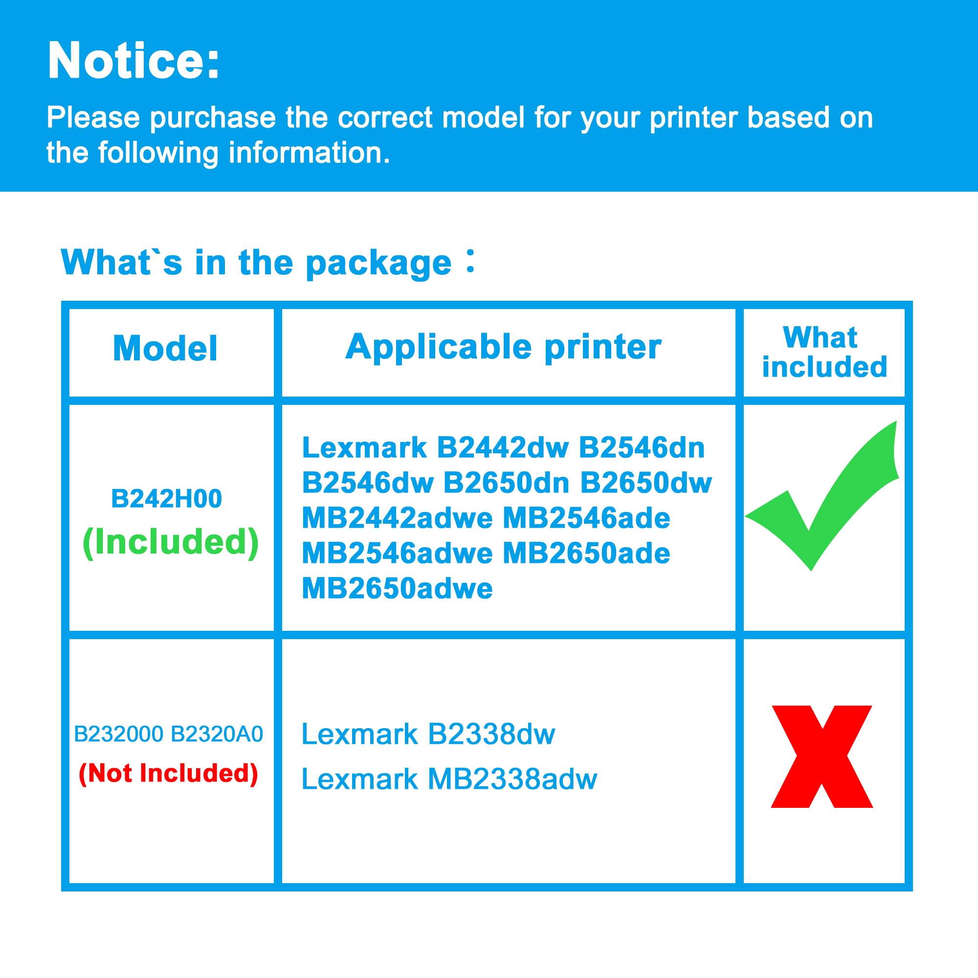 LCL B242H00 czarny wkład z tonerem High Yield kompatybilny z Lexmark B242H00 B240HA0 zamiennik do B2442 B2442dw B2546 B2546dw B2650 B2650dn B2650dw MB2442 MB2442 MB2442 adwe adwe MB25546 MB2546ade (1