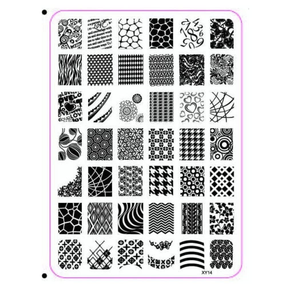 D.B.Z. Nail Art Kit - 1 Pc Stamping Plate, 5 Pc Gradient Sponge, Stamper & Scraper 3