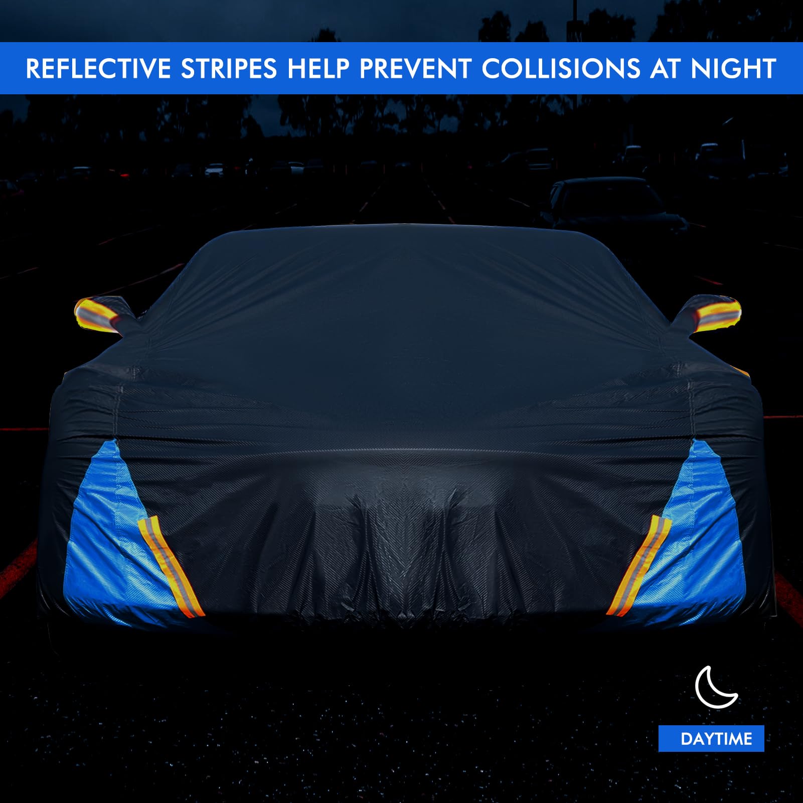 Car Cover Waterproof All Weather 6 Layers Outdoor Full Exterior Cover Rain Sun UV Snowproof Protection with Zipper — view 4