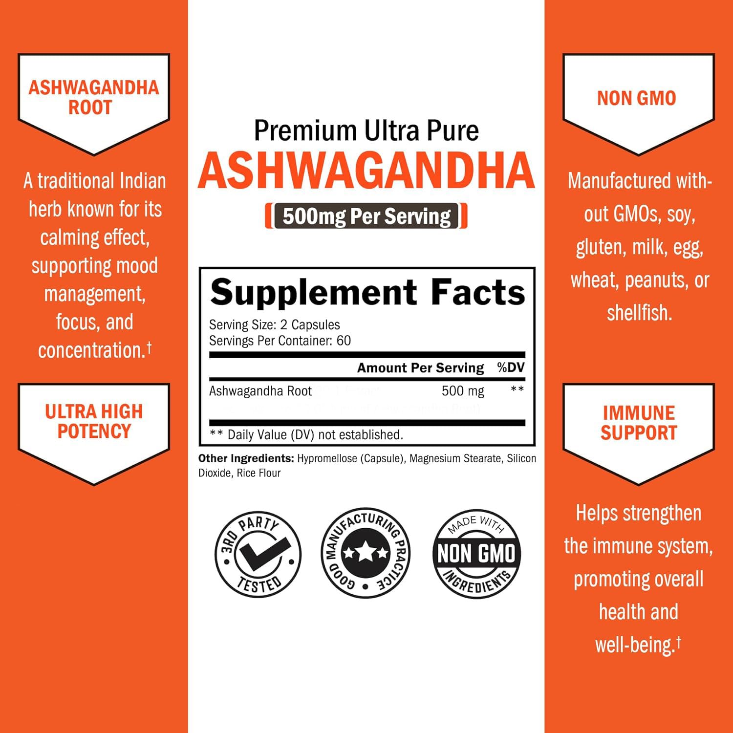 Ashwagandha Capsules 500mg Per Serving - 120 Count — Amazon image 5