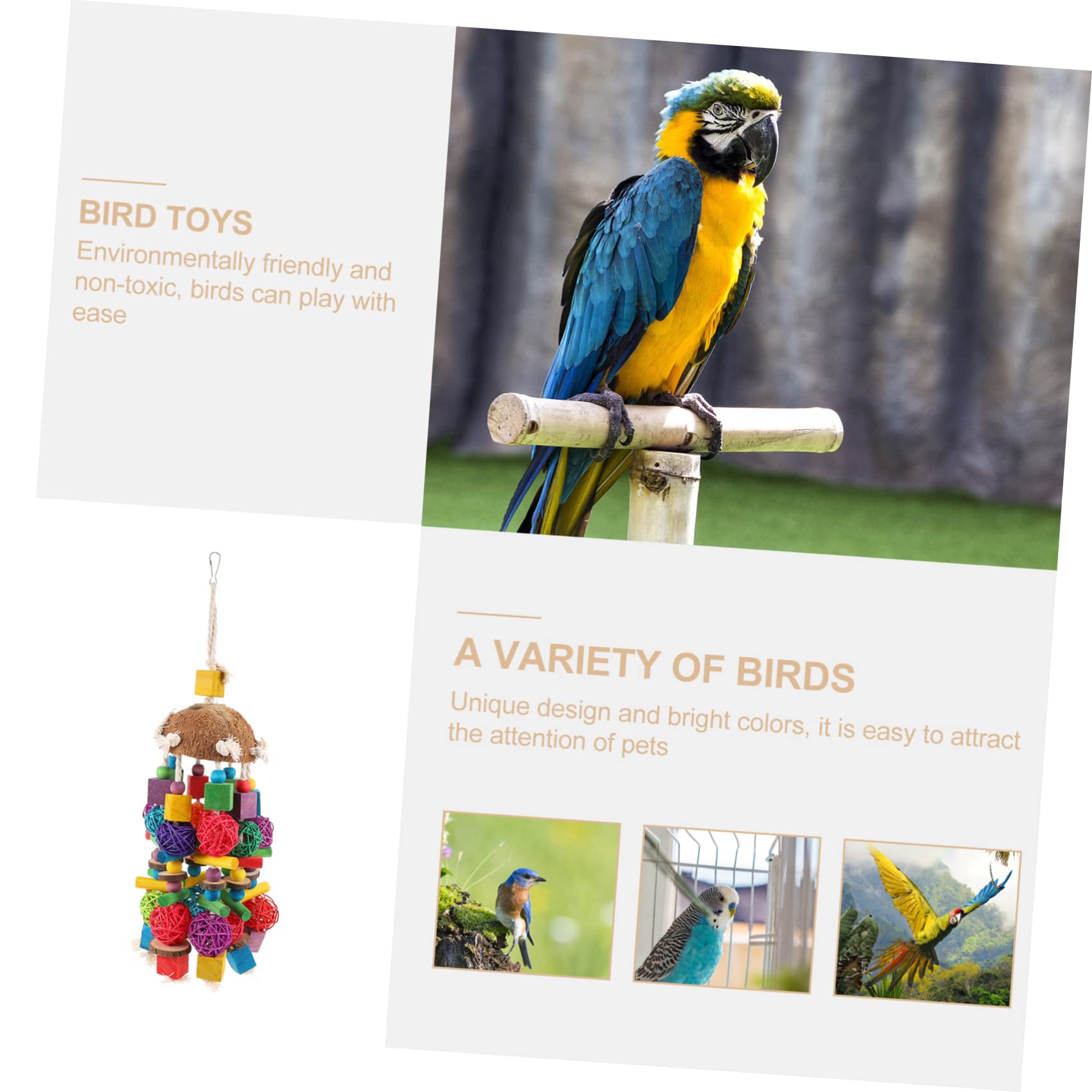 Beaupretty 1pièces Jouet Suspendu pour Perroquet Coquille De Noix De Accessoires De Cage Colorés pour Oiseaux à Mâcher Jouer
