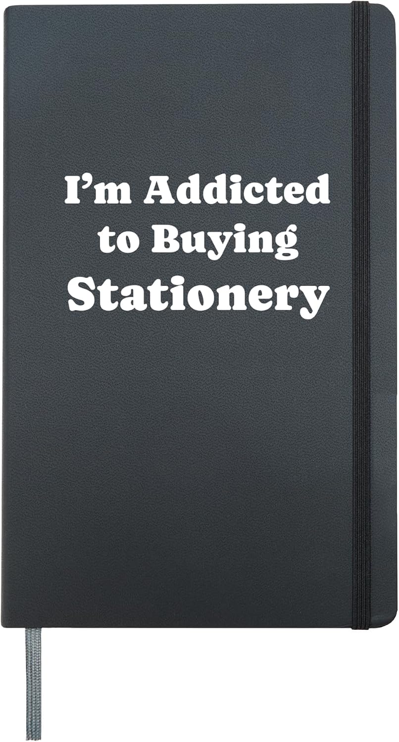 I'm Addicted to Buying Stationery Funny Stationery Hardcover Journal, Black