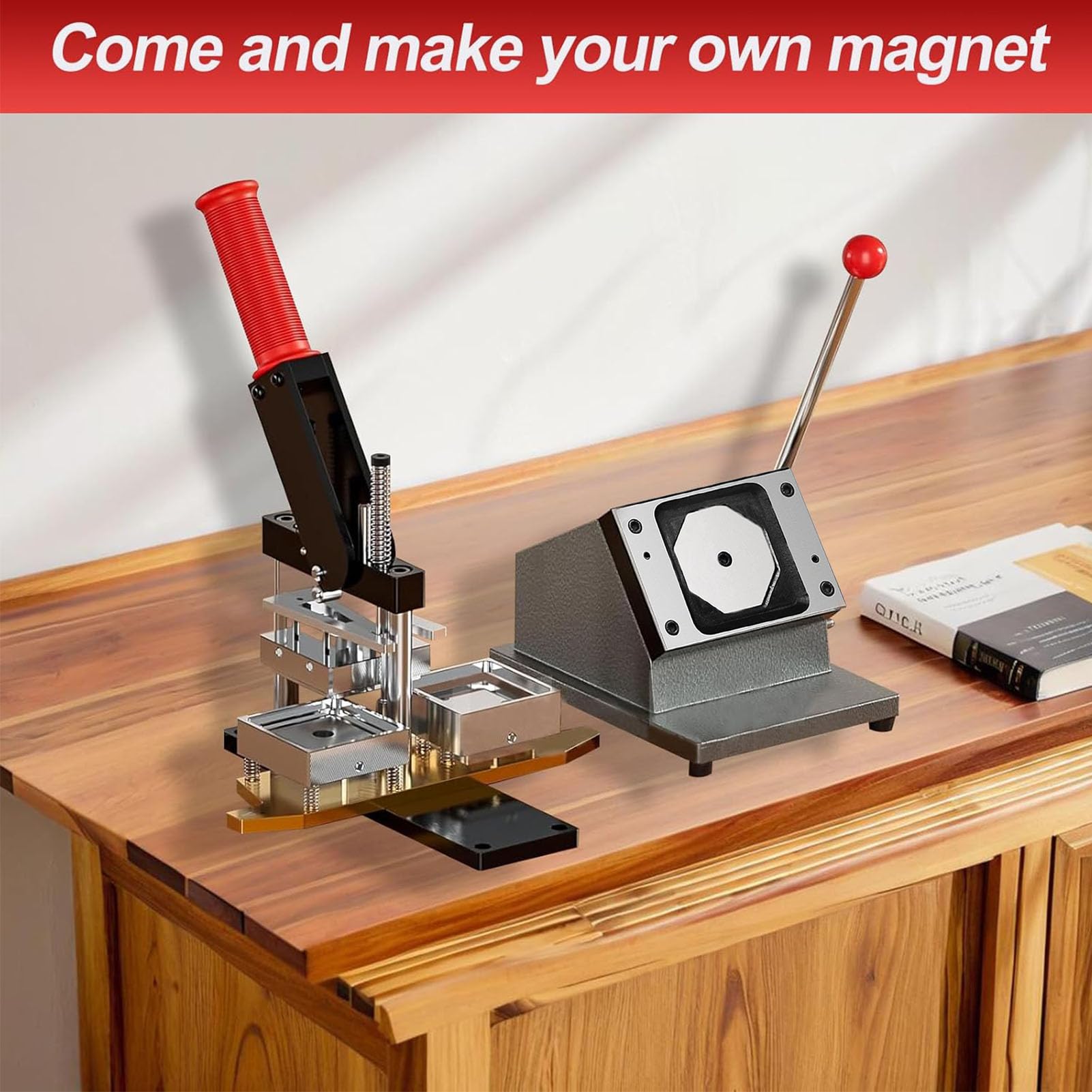 Magnesy na lodówkę Magnesy do tworzenia magnesów fotograficznych Diy Square Magnet Maker Machine 50 x 50 mm kwadratowy zestaw magnetyczny przycisk do tworzenia spersonalizowanych materiałów
