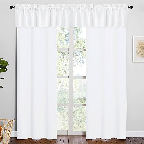 Miniatura 1 de NICETOWN 2 paneles de 46 x 72 pulgadas de largo, cortinas opacas con ojales y 2 paneles de 42 x 16 pulgadas de largo, cenefas opacas para decoración