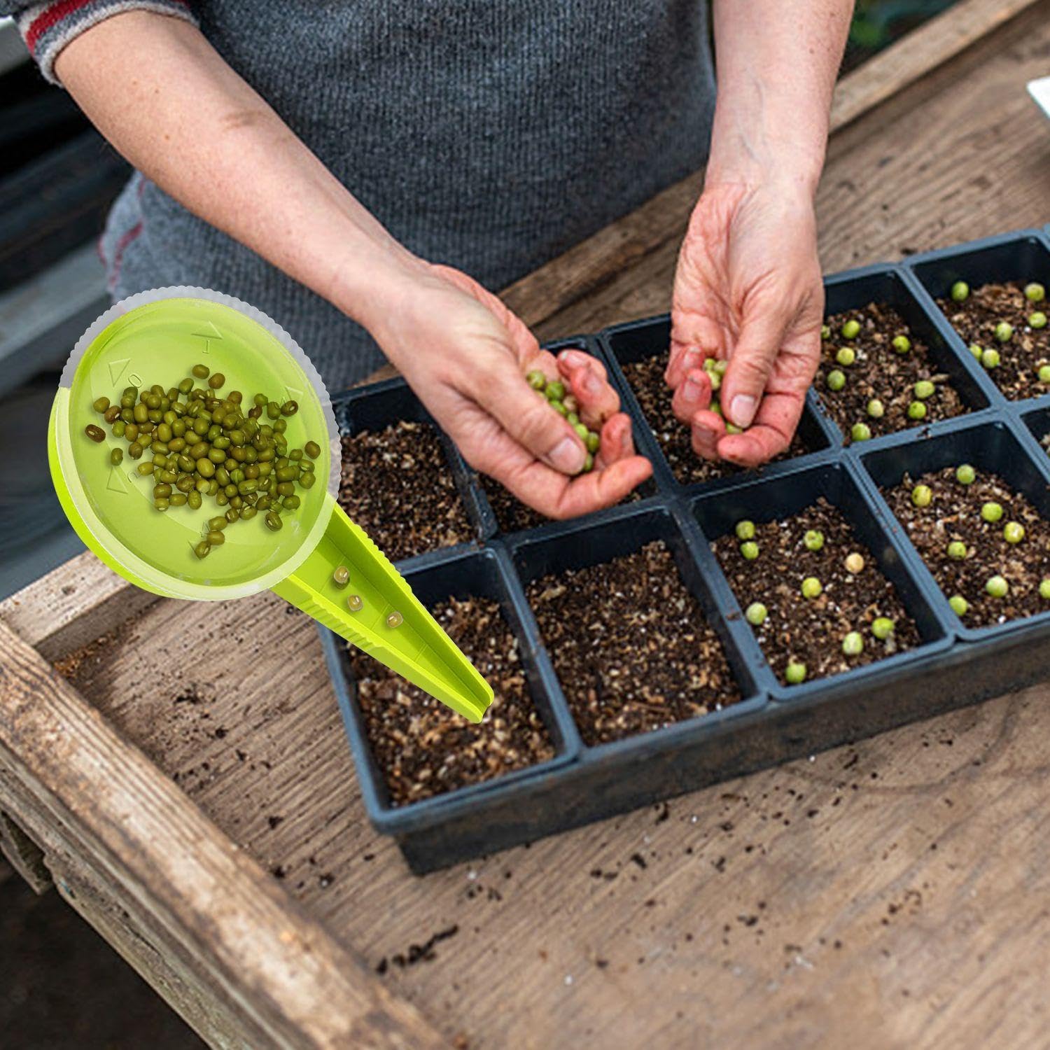 Sequence en Plastique en 2 Pièces, Outils De Jardinage À Domicile, Semence Manuel, Outils De Plantation, Distributeur De Graines