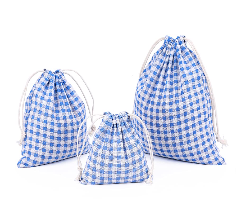 Amoyie Cotton Drawstring Bag 3pcs, Kids Storage Bag, Fabric Organiser Pouch