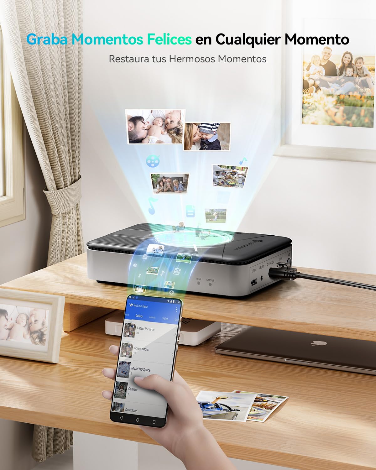 Yottamaster Servidor NAS Enclosure para 2.5" HDD/SSD SATA, Conexión Almacenamiento red NAS a Través Aplicación, Copia Seguridad Automática, Cubierta Magnética, Instalación sin Herramientas (Sin Disco)