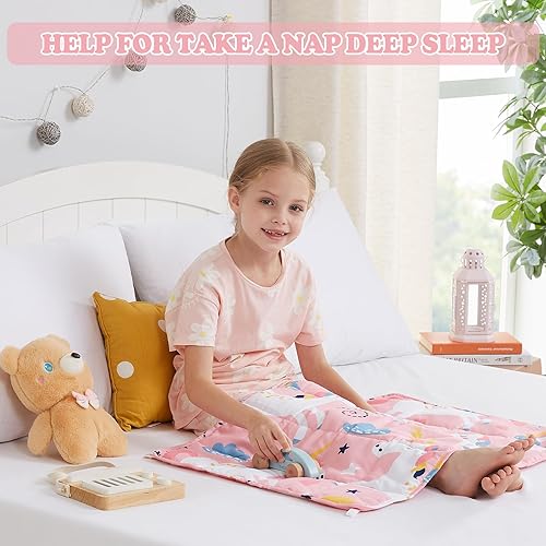 Miniatura 14 de HOSUKKO Manta con peso, manta pesada de unicornio rosa de 3 libras, manta transpirable (36 x 48 pulgadas, 3 libras)