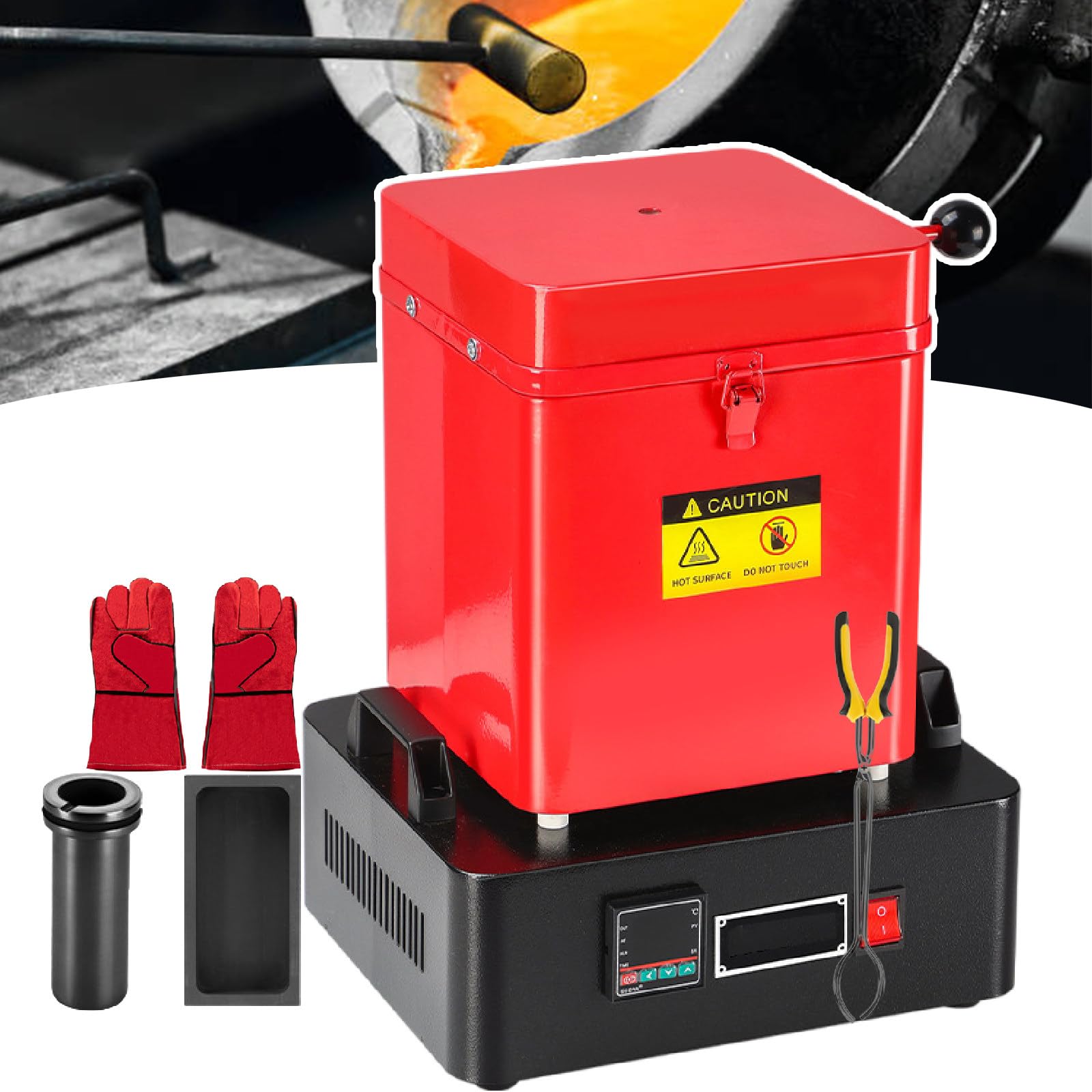 Horno de fusión digital de 1180°C para plata y cobre con control de temperatura