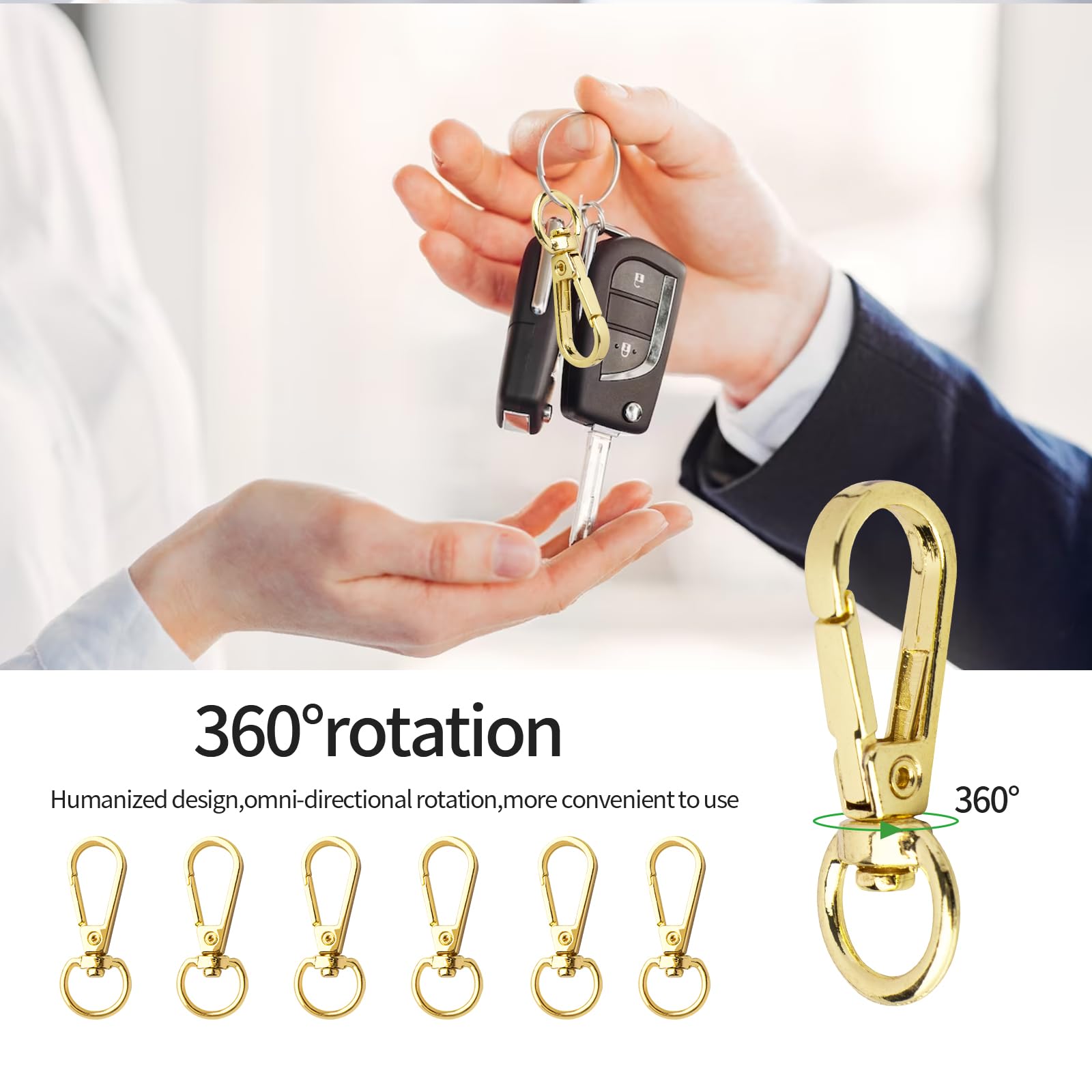 LYQNIHOB 8x Goldene Schwenkhaken - Drehbare Karabiner Für Taschen & DIY-Projekte