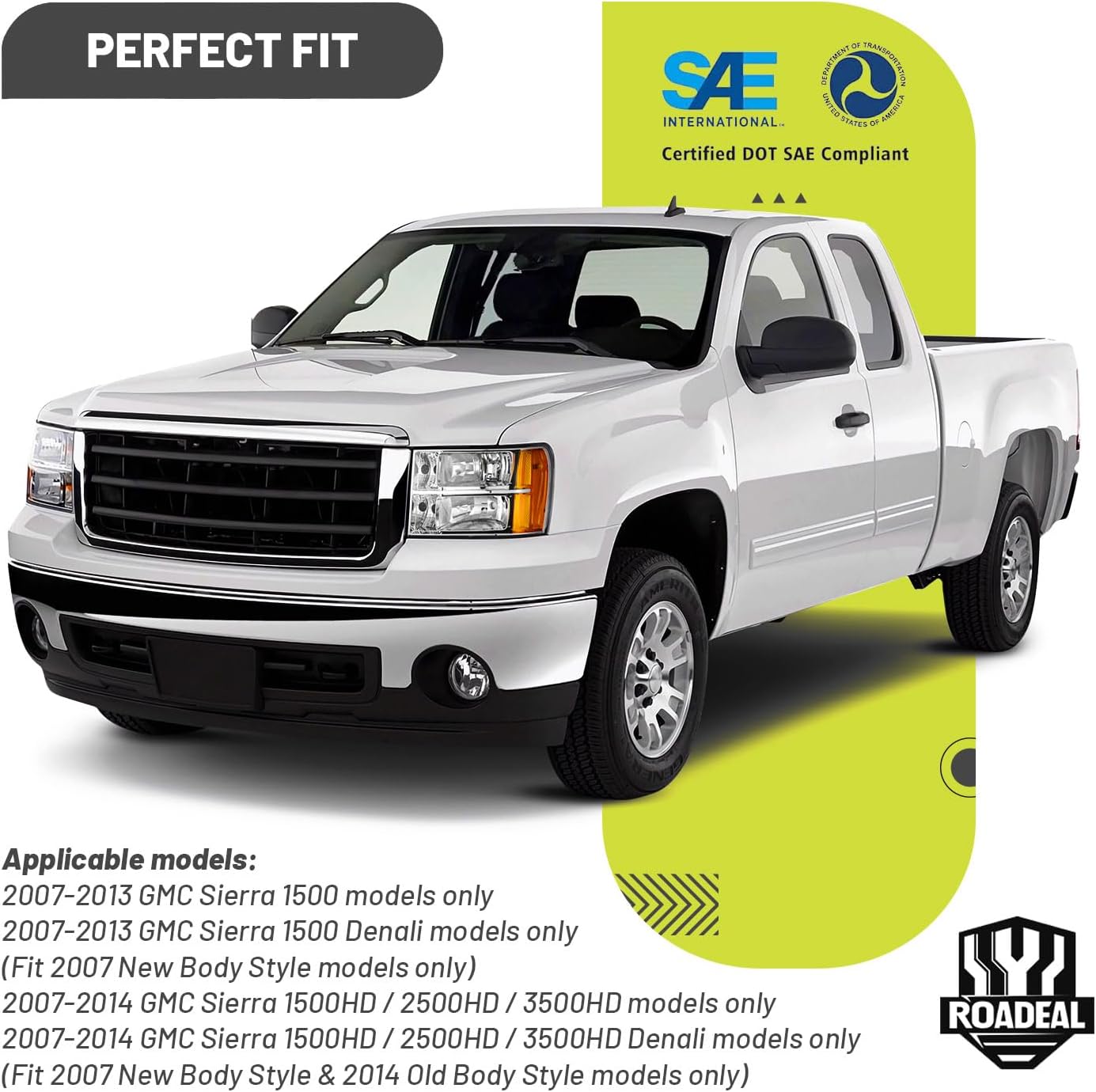 Headlights W/Bulbs for 2007-2013 GMC Sierra 1500/2007-2014 Sierra 2500 HD 3500 HD Halogen Headlamp Replacement Driver & Passenger Side