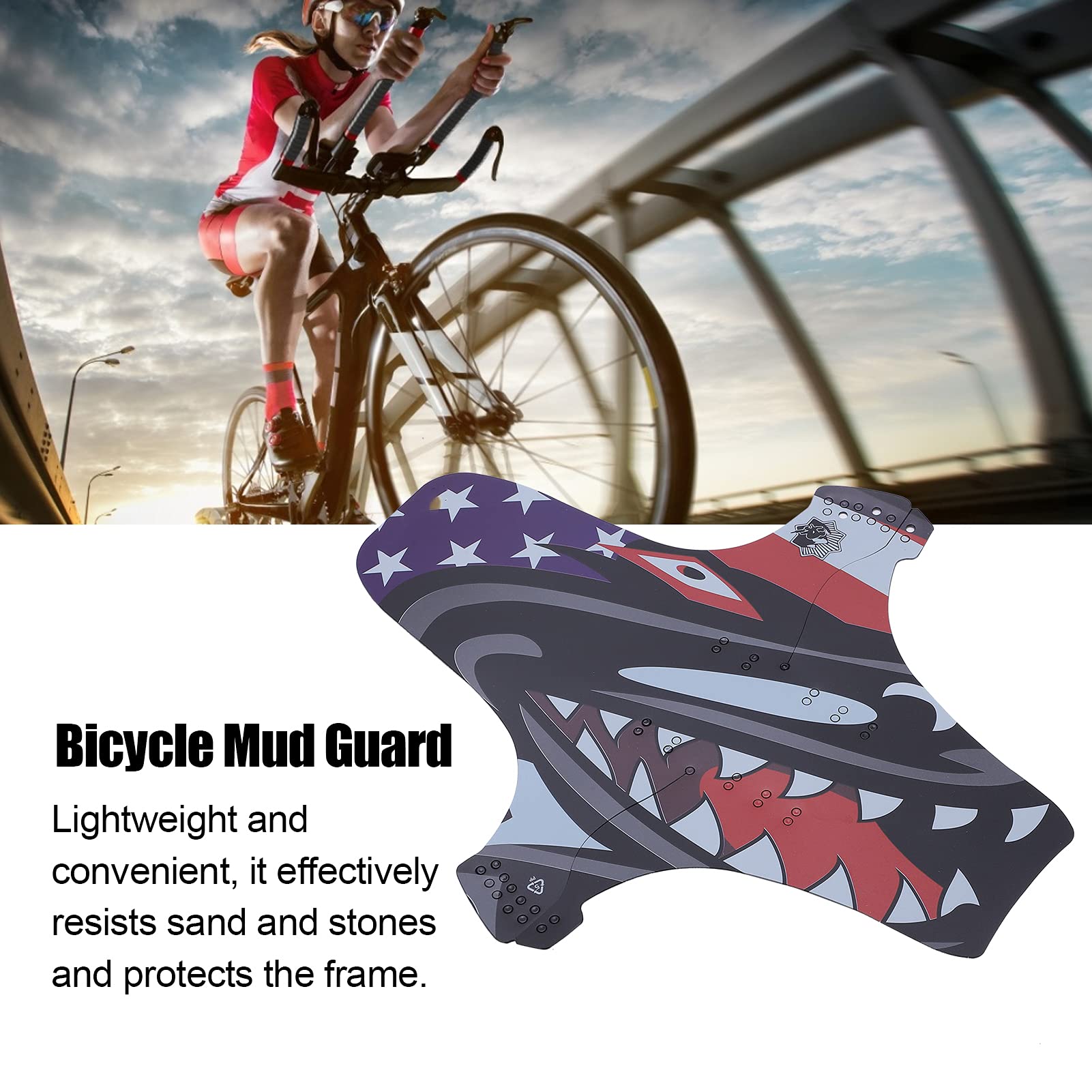 Culnflun Mountain Bike Mudguard Bike Fenders Front and Rear Compatible Bicycle Mud Guard Reflective Thermoplastic Resin PP Lightweight Durable for Mountain Biking (Folding Shark Model)