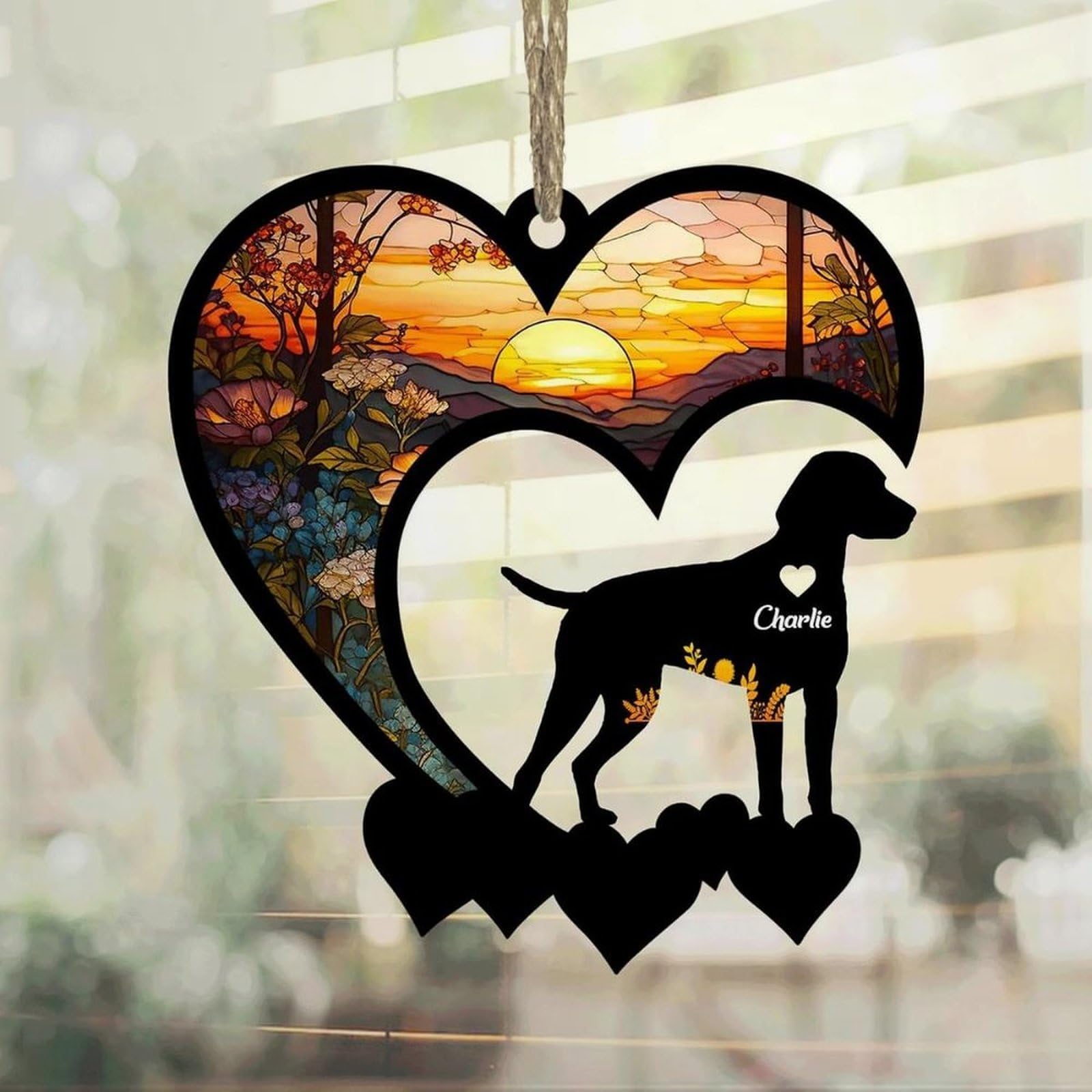 Luckluccy German Short Hair Pointer Suncatcher,Personalized Memorial With Name,Loss Remembrance Gift,Sympathy Ornament