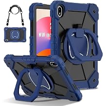 for Huawei MatePad SE 11 inch 2024 AGS6-W00 Case with Pencil Holder Rotating Hanging Ring Handle Kickstand, Heavy Duty Shock-Proof Armor Cover w/Shoulder Strap Navy Blue+Black
