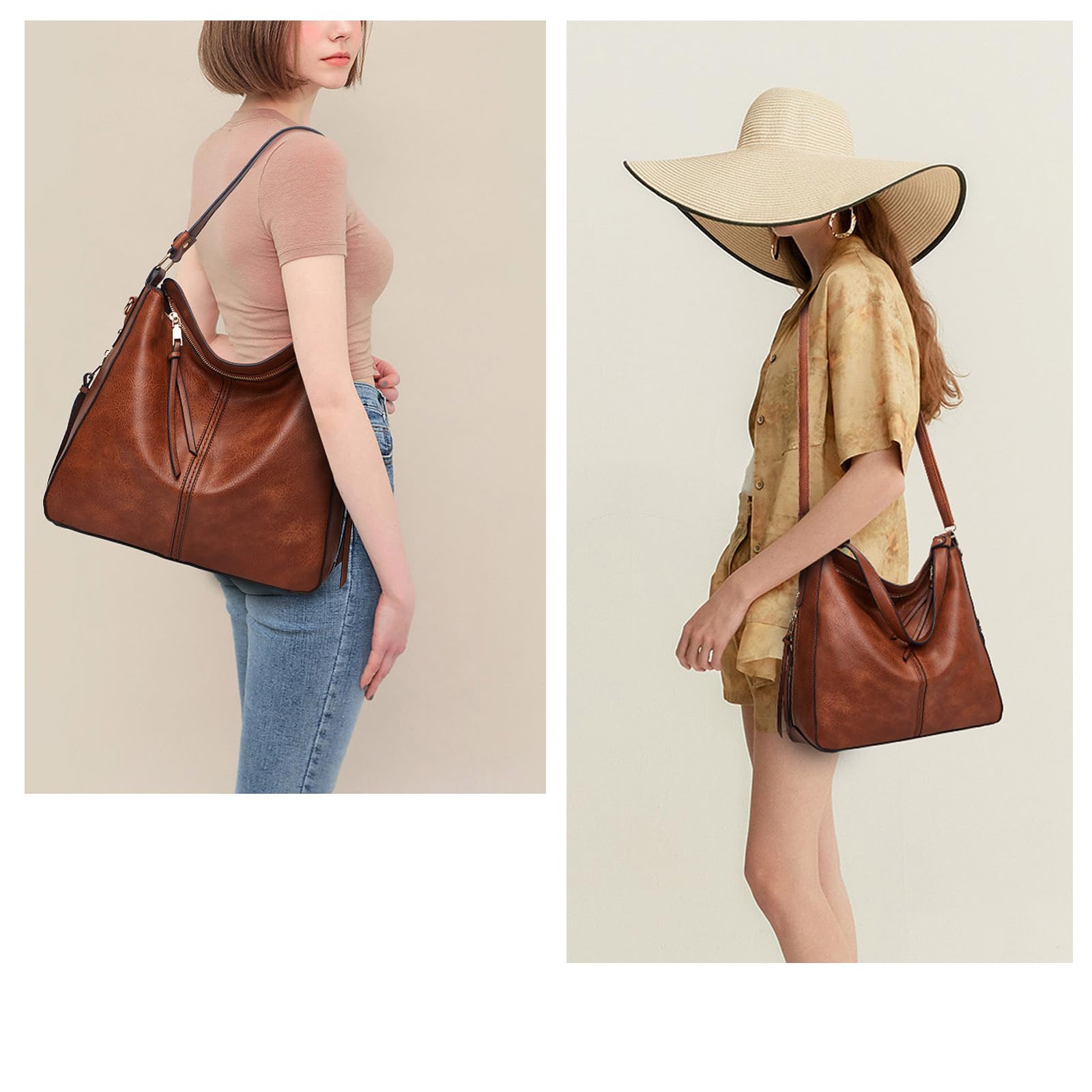 AINUOEY Mujer Bolsos de Mano Casual Bandolera Marca Mediano Totes Antirrobo Hombro Italianos PU Cuero 76670 1 piezas