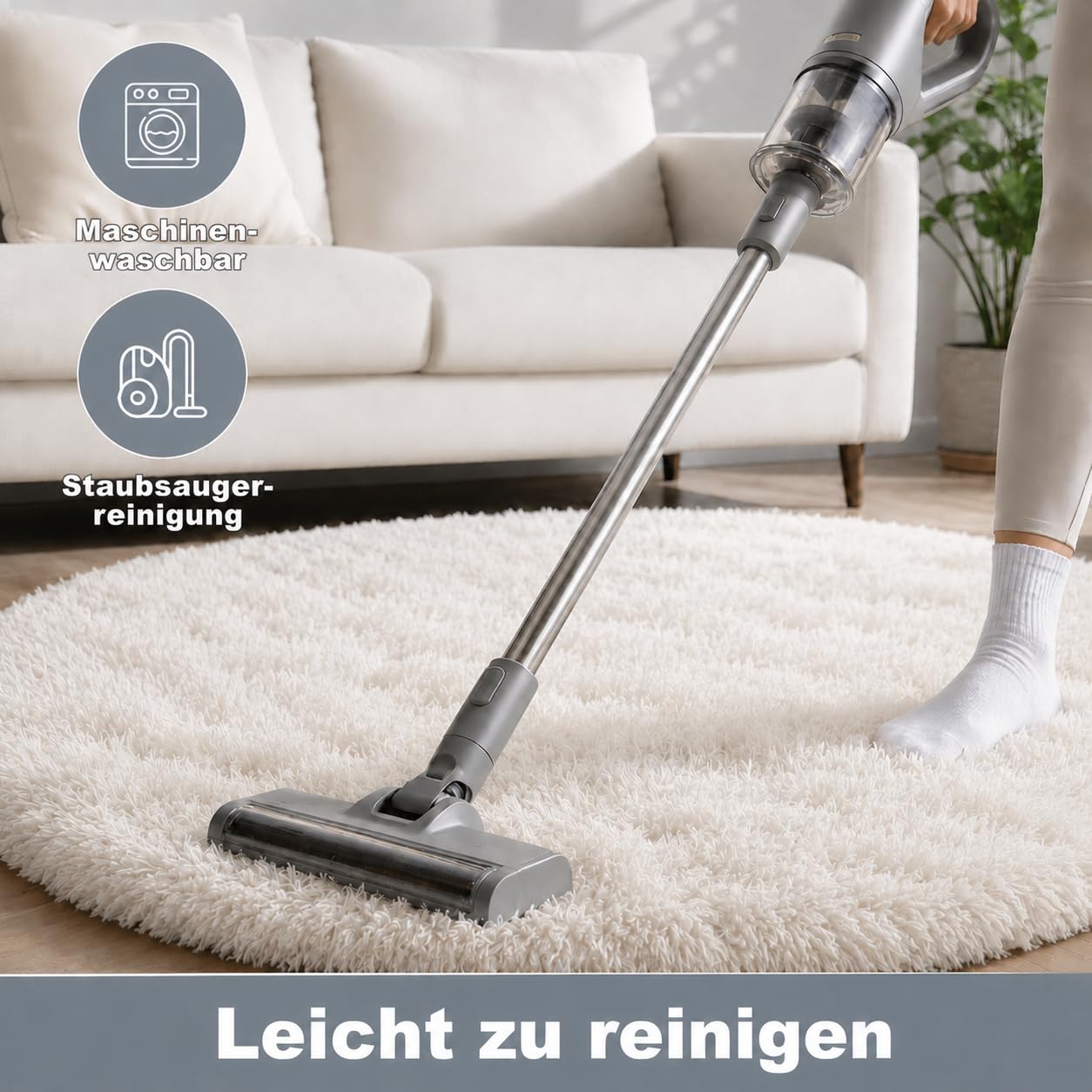 Rundteppich für Kinderzimmer Schlafzimmer Wohnzimmer Spielzimmer, Flauschig Waschbar rutschfest Moderner Teppich, Creme, 160 cm