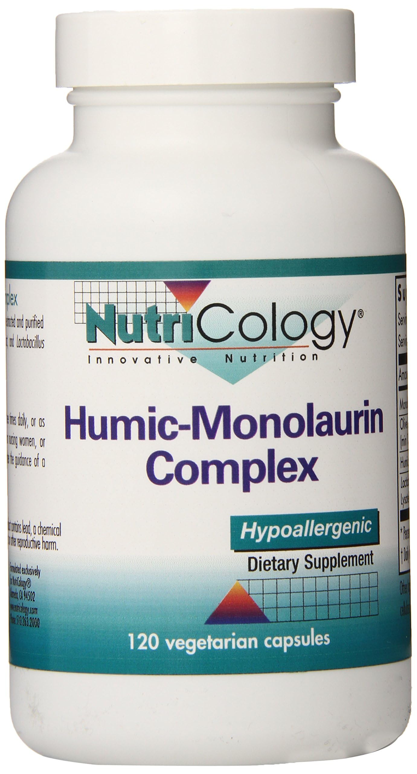 Nutricology Humic-Monolaurin Complex - Immune System Support, Humic Acid Supplements, with Olive Leaf, Vegetarian Capsules - 120 Count